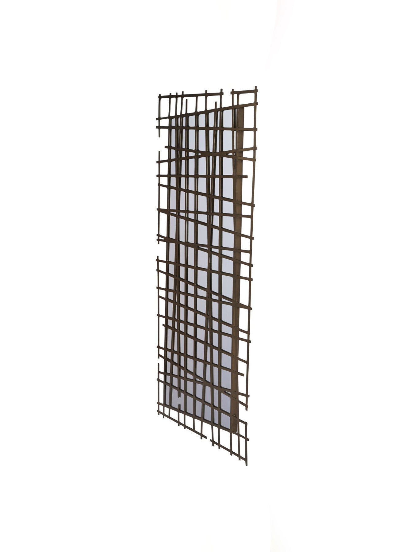 Lattice Wall Decor Mirror Brass Finish