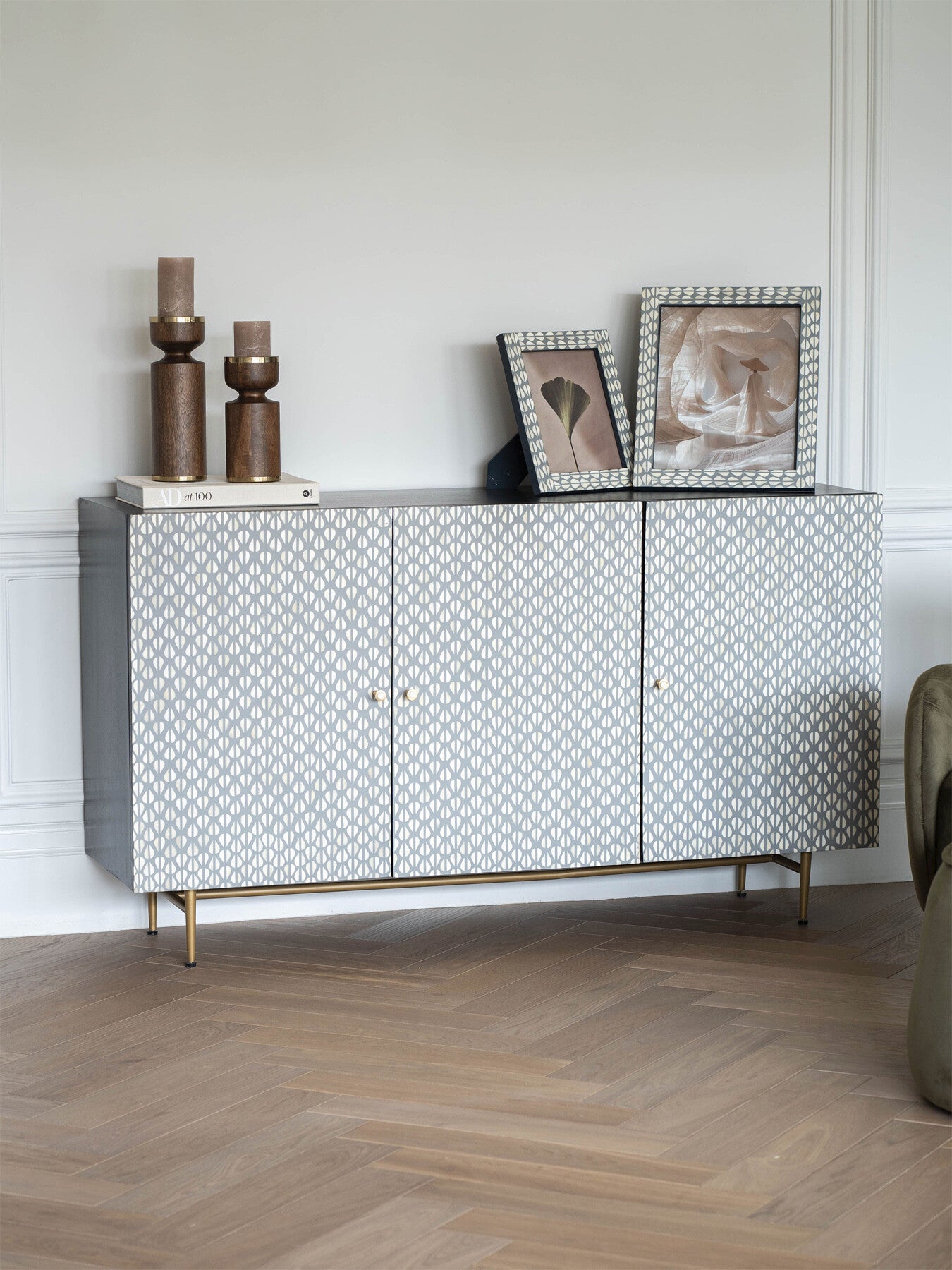 Burgess Bone Inlay 3 Door Buffet Sideboard