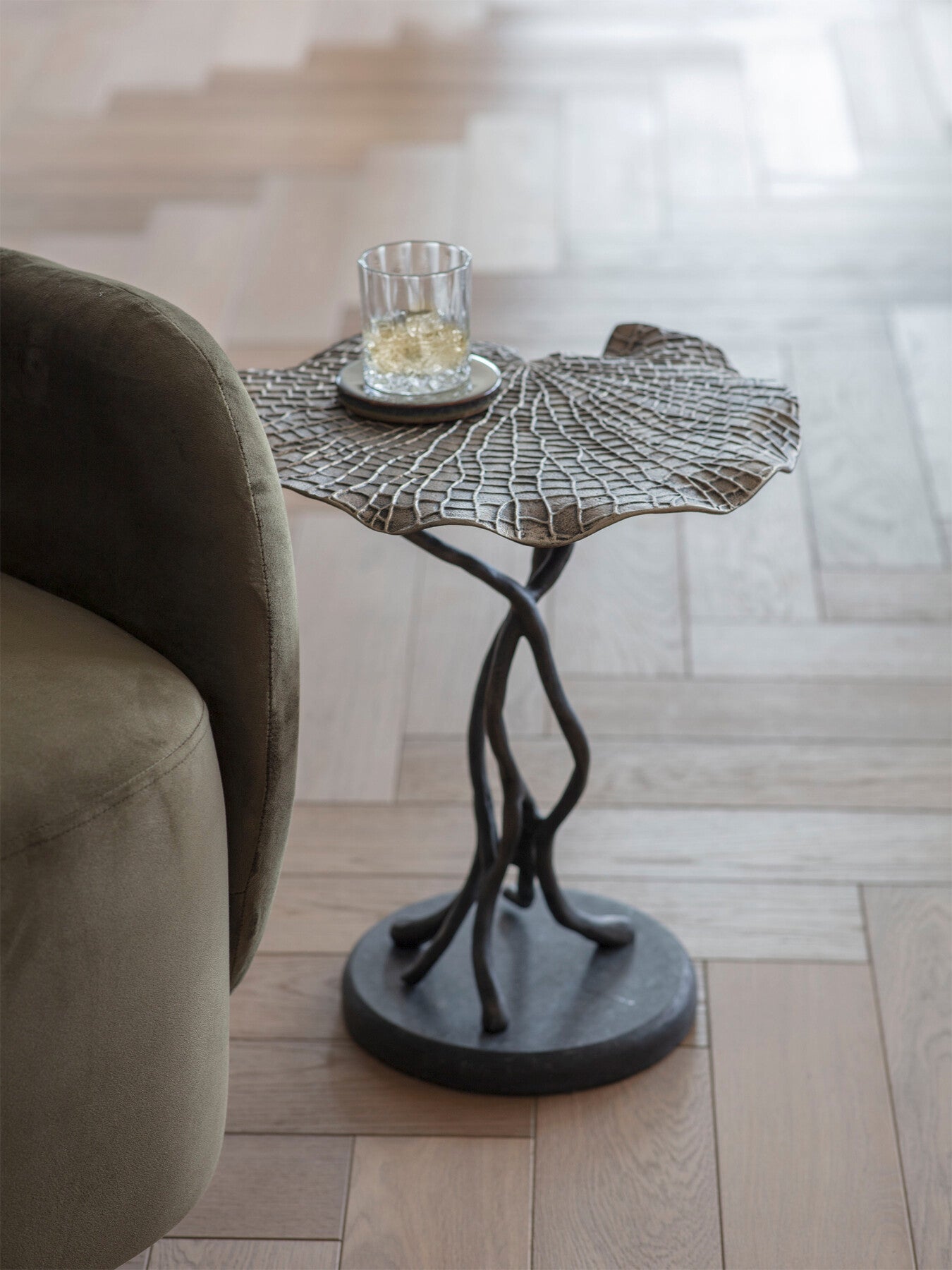 Lily Pad Leaf Side Table in Cast Aluminium