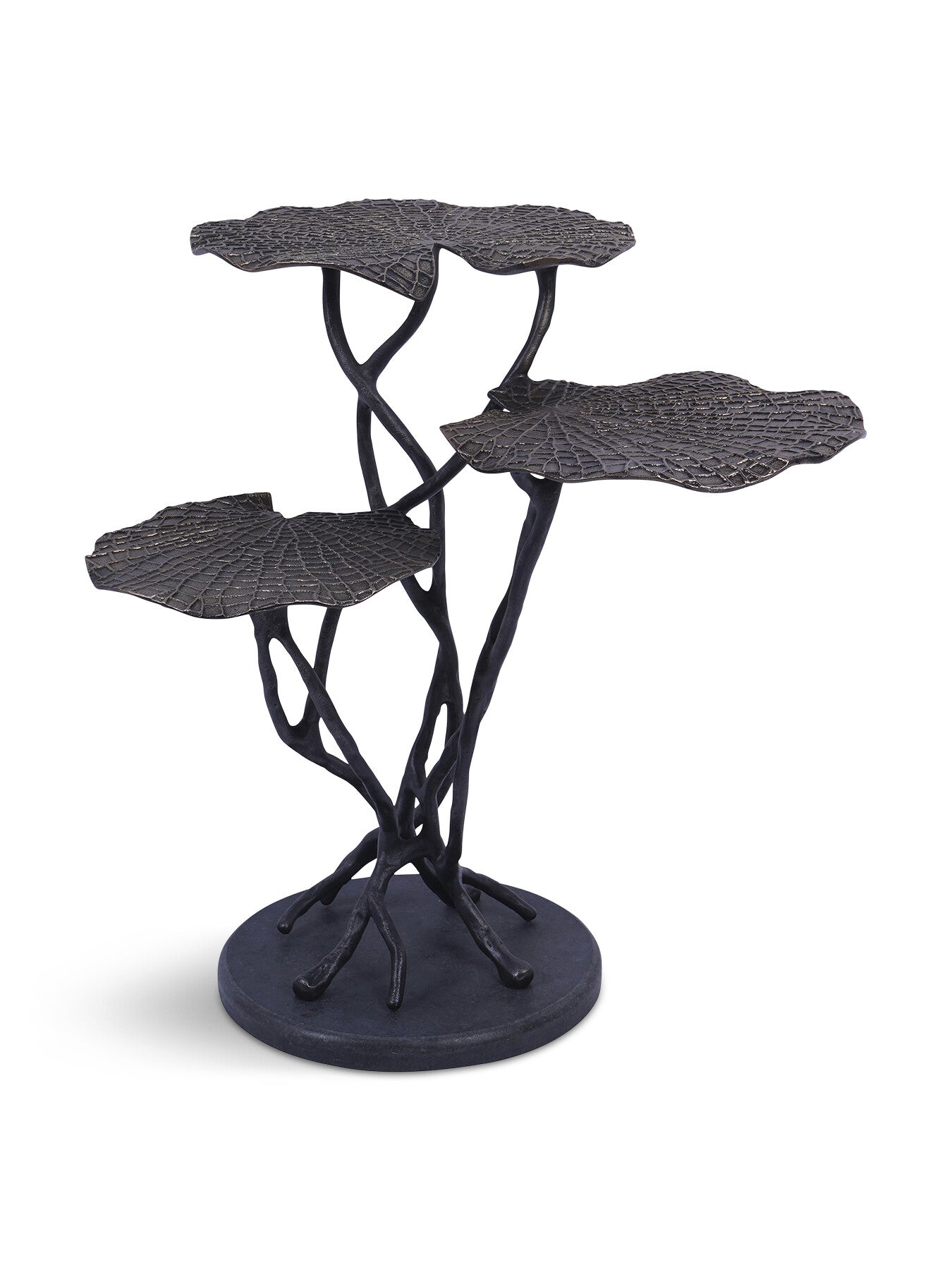 Lily Pad Leaf Trio Side Table in Cast Aluminium
