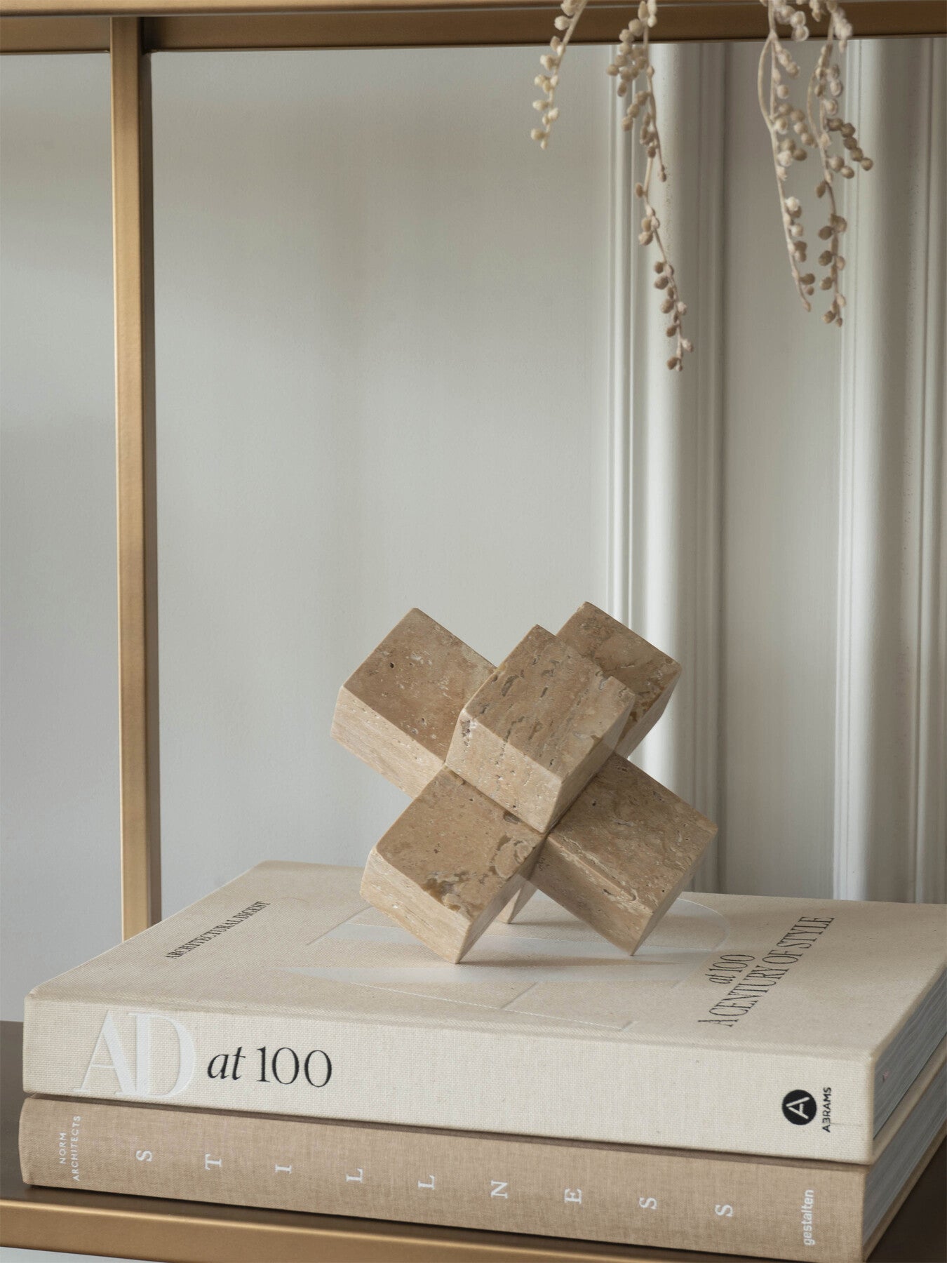 Catania Travertine Cross Sculpture