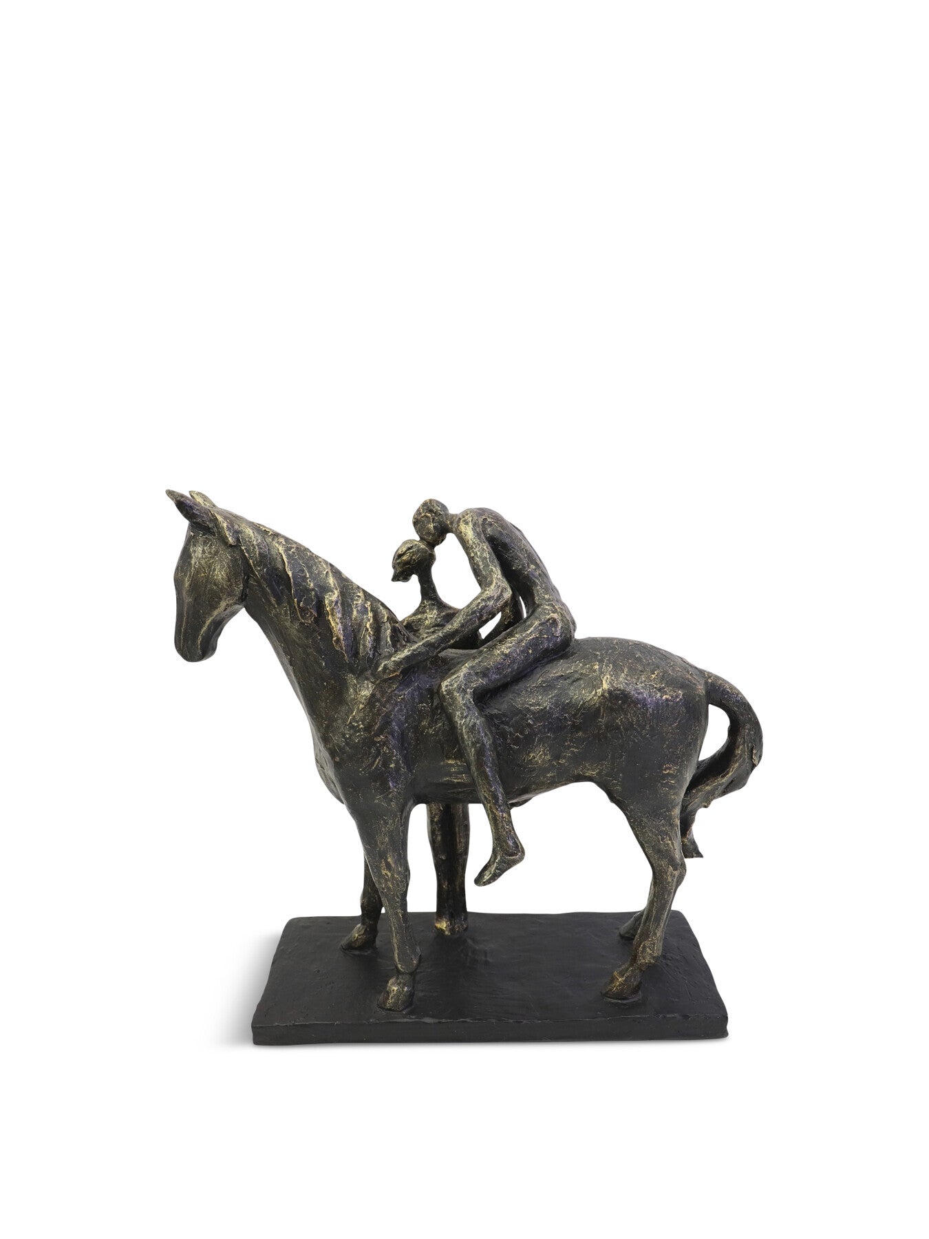 Kissing Couple with Horse Sculpture