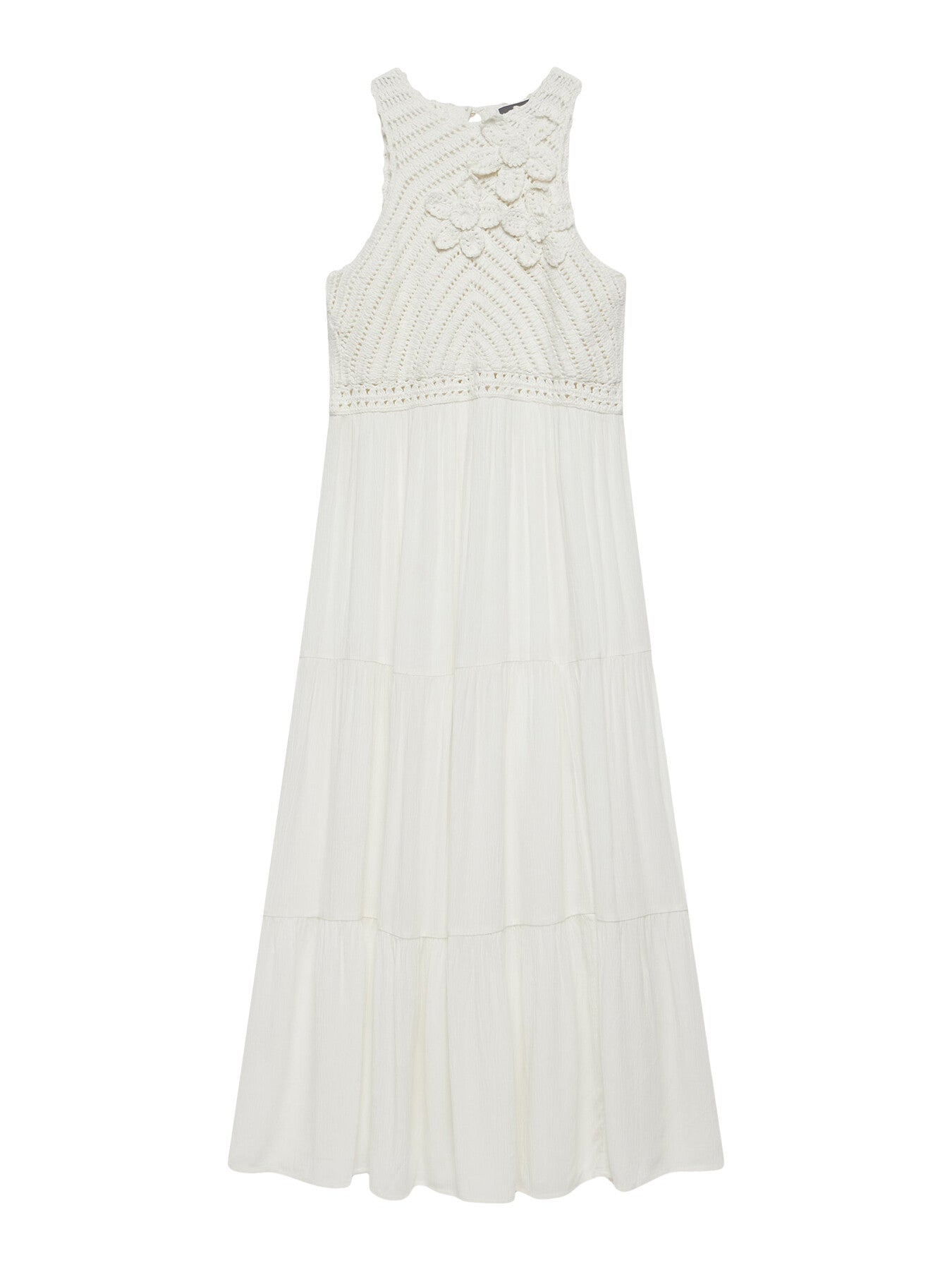 White Floral Crochet Maxi Dress