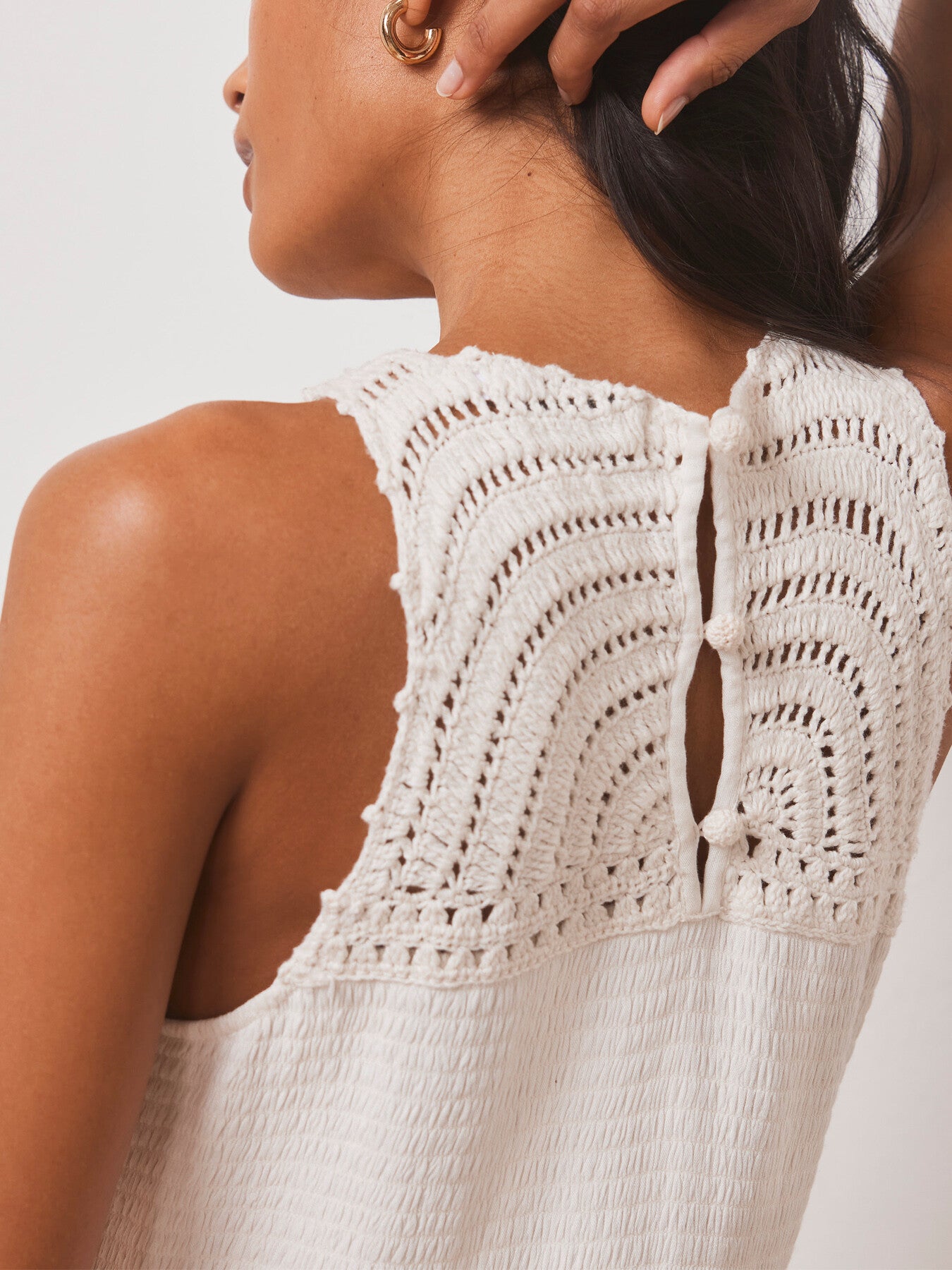 White Floral Crochet Maxi Dress