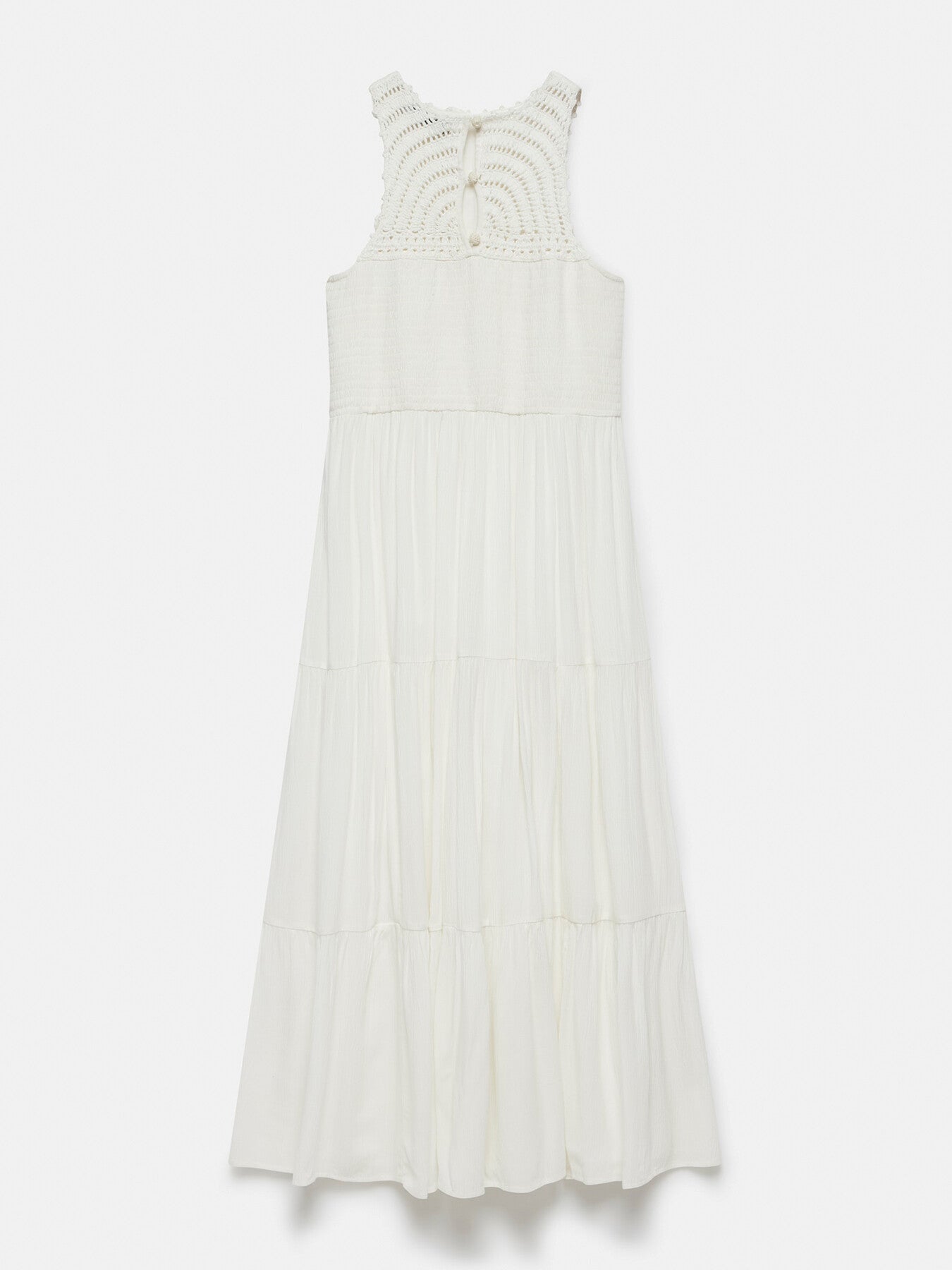 White Floral Crochet Maxi Dress