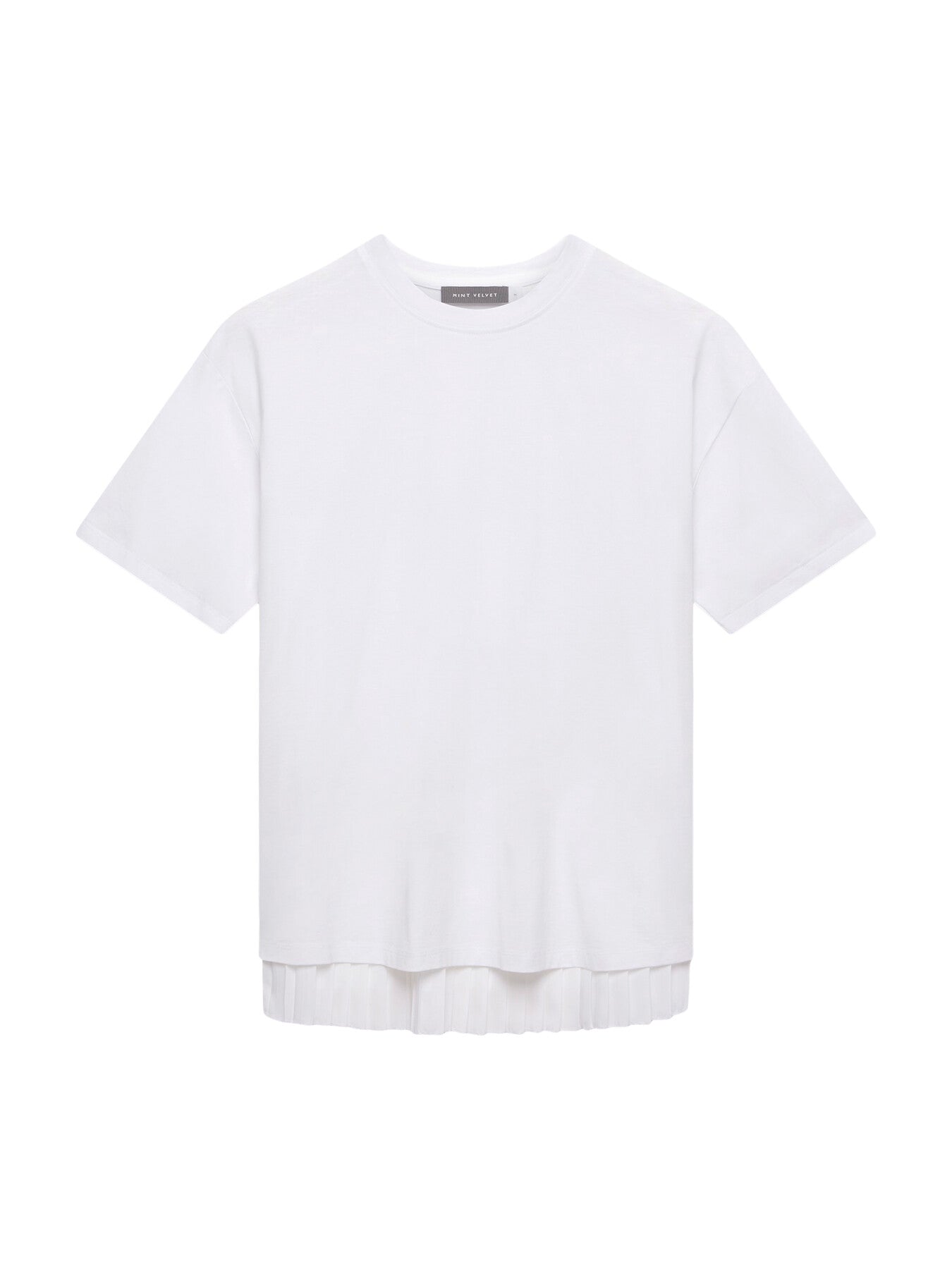 White Cotton Blend Pleated T-Shirt