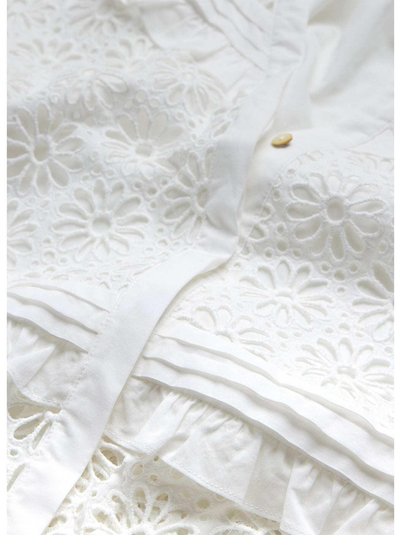 White Cotton Floral Blouse