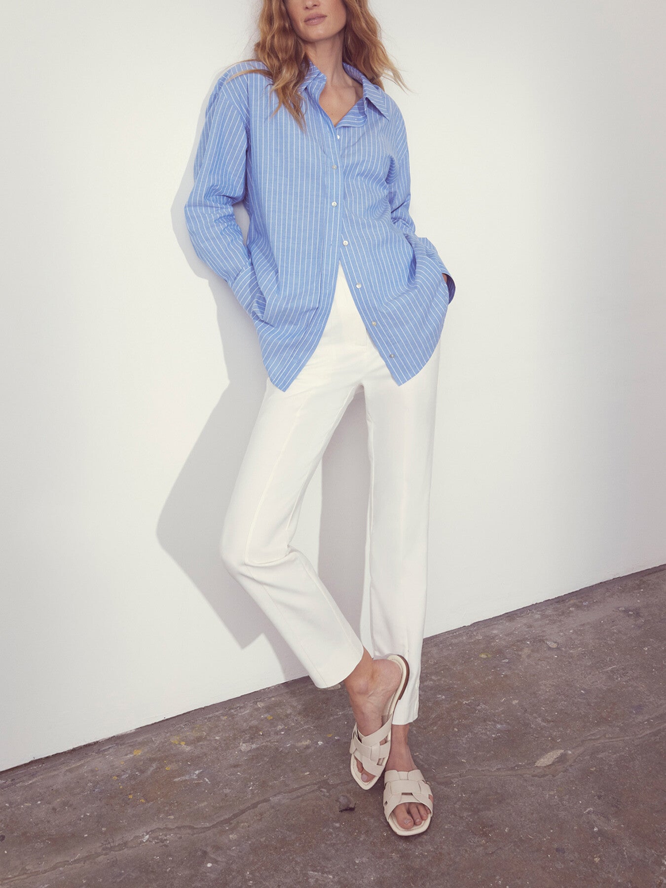 Cream Slim Capri Trousers
