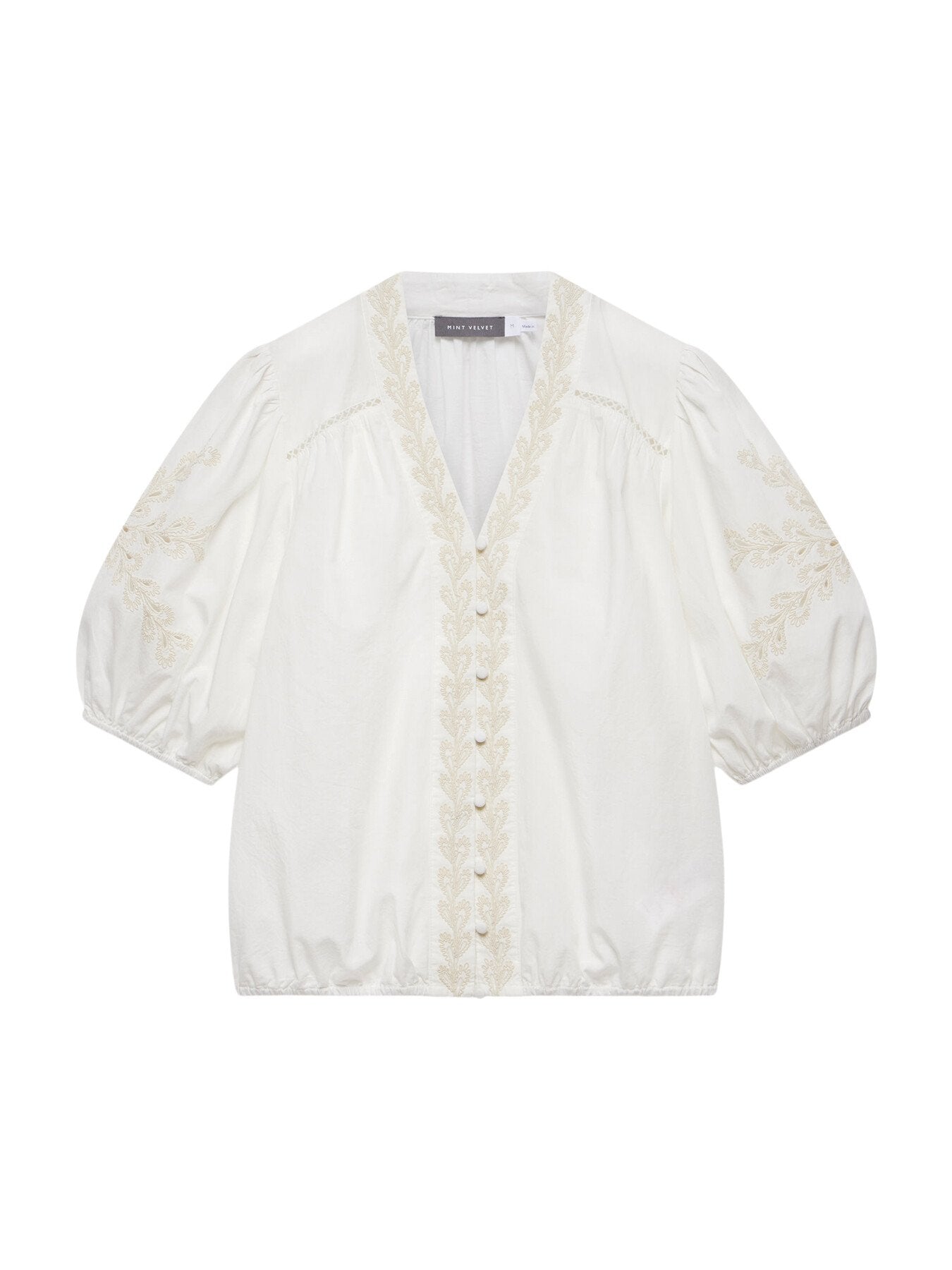 White Cotton Embroidered Blouse
