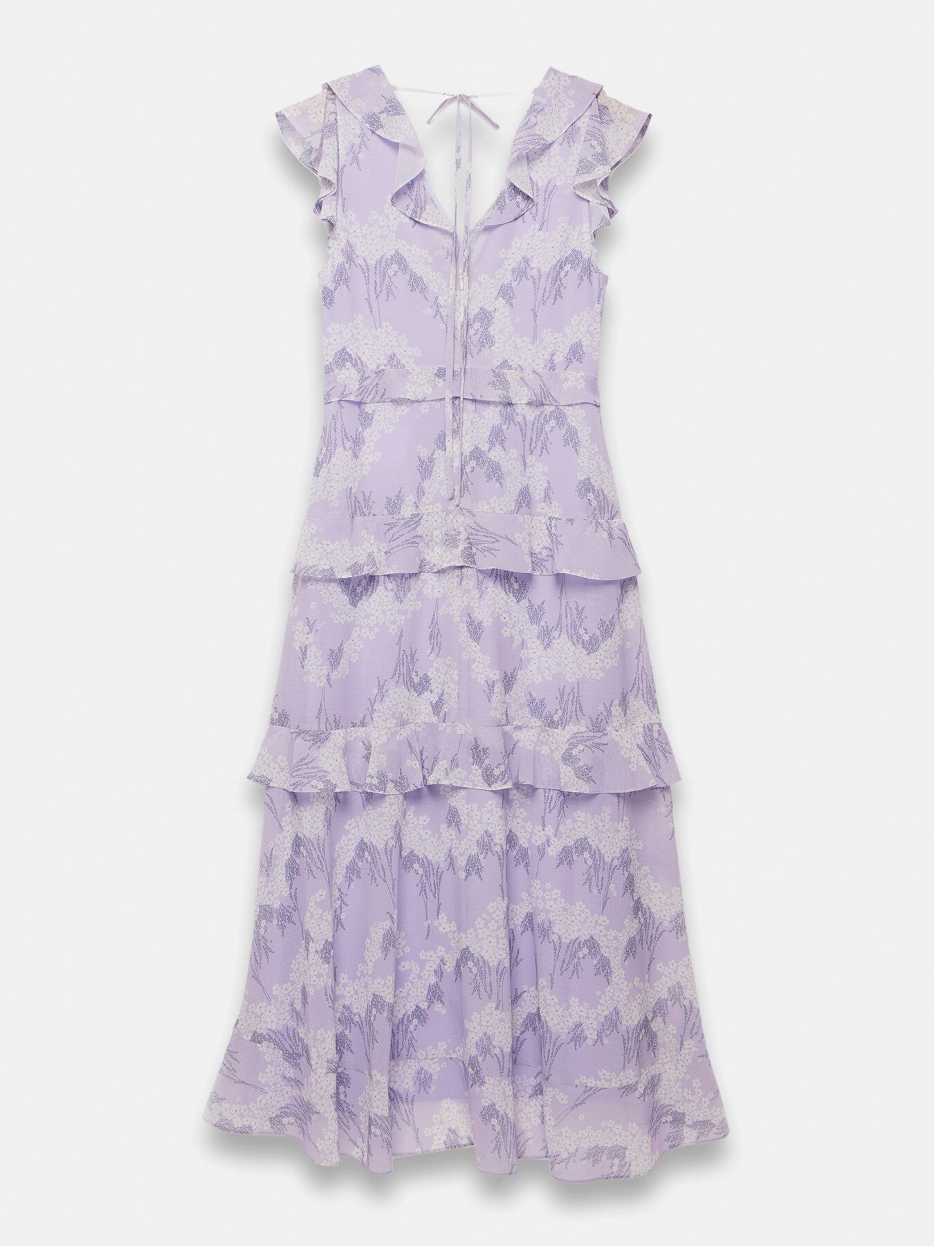 Lilac Floral Ruffle Maxi Dress