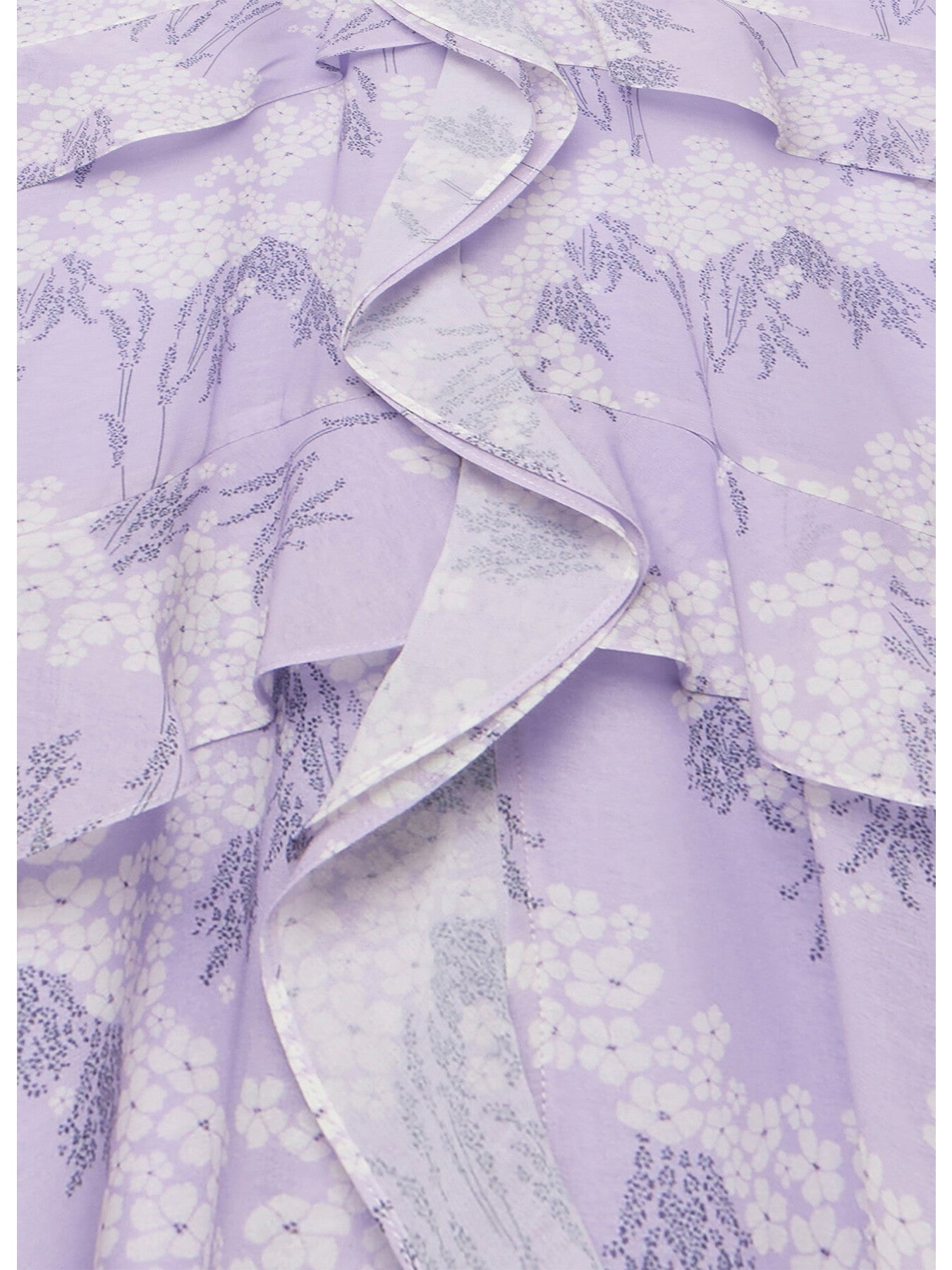 Lilac Floral Ruffle Maxi Dress