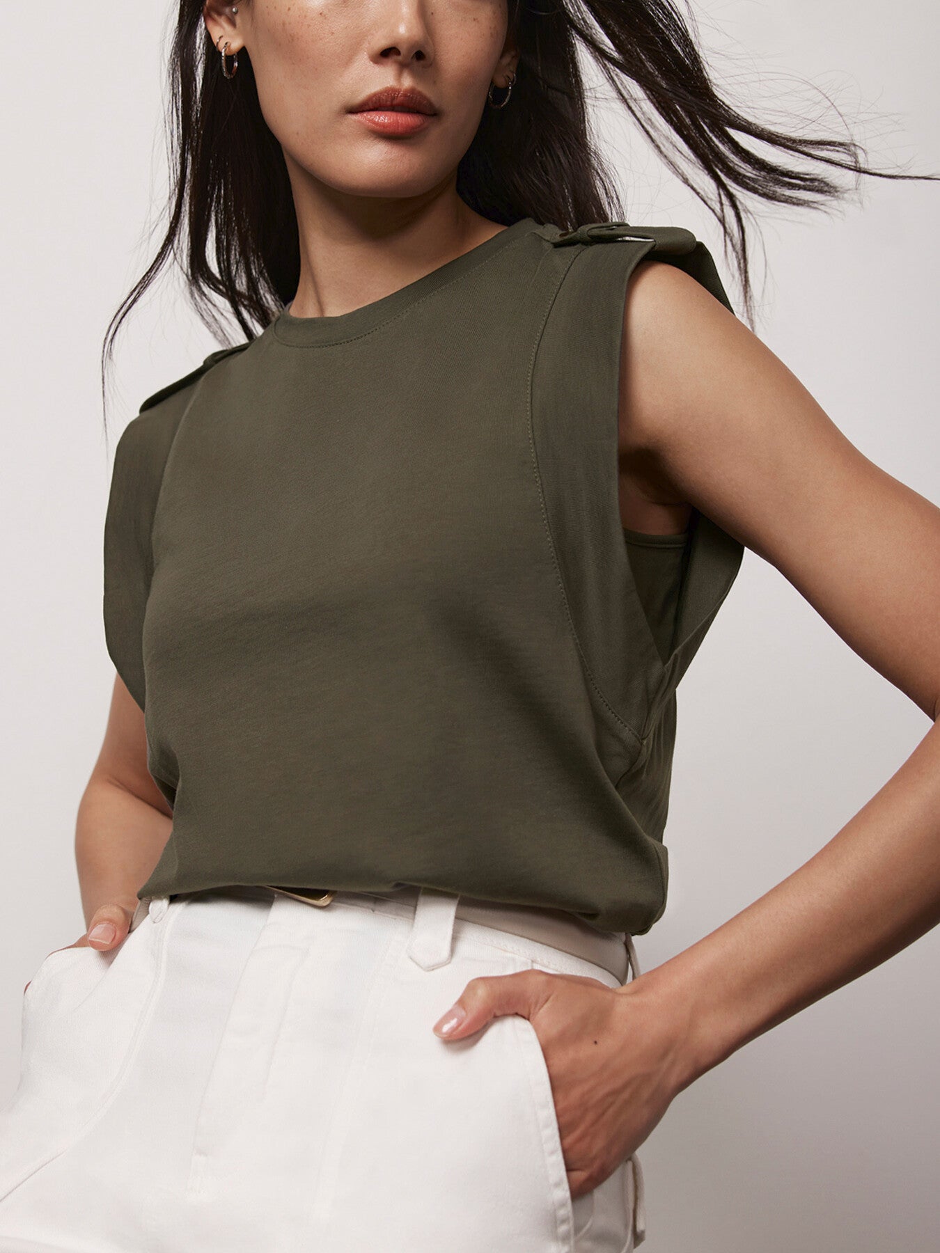 Cotton Cropped Utility T-Shirt