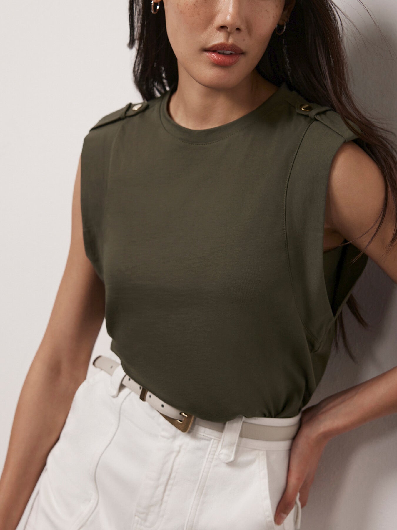 Cotton Cropped Utility T-Shirt