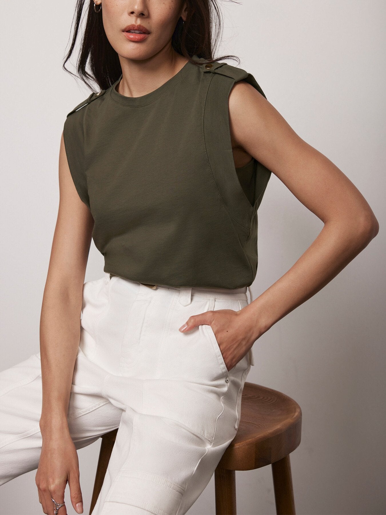 Cotton Cropped Utility T-Shirt