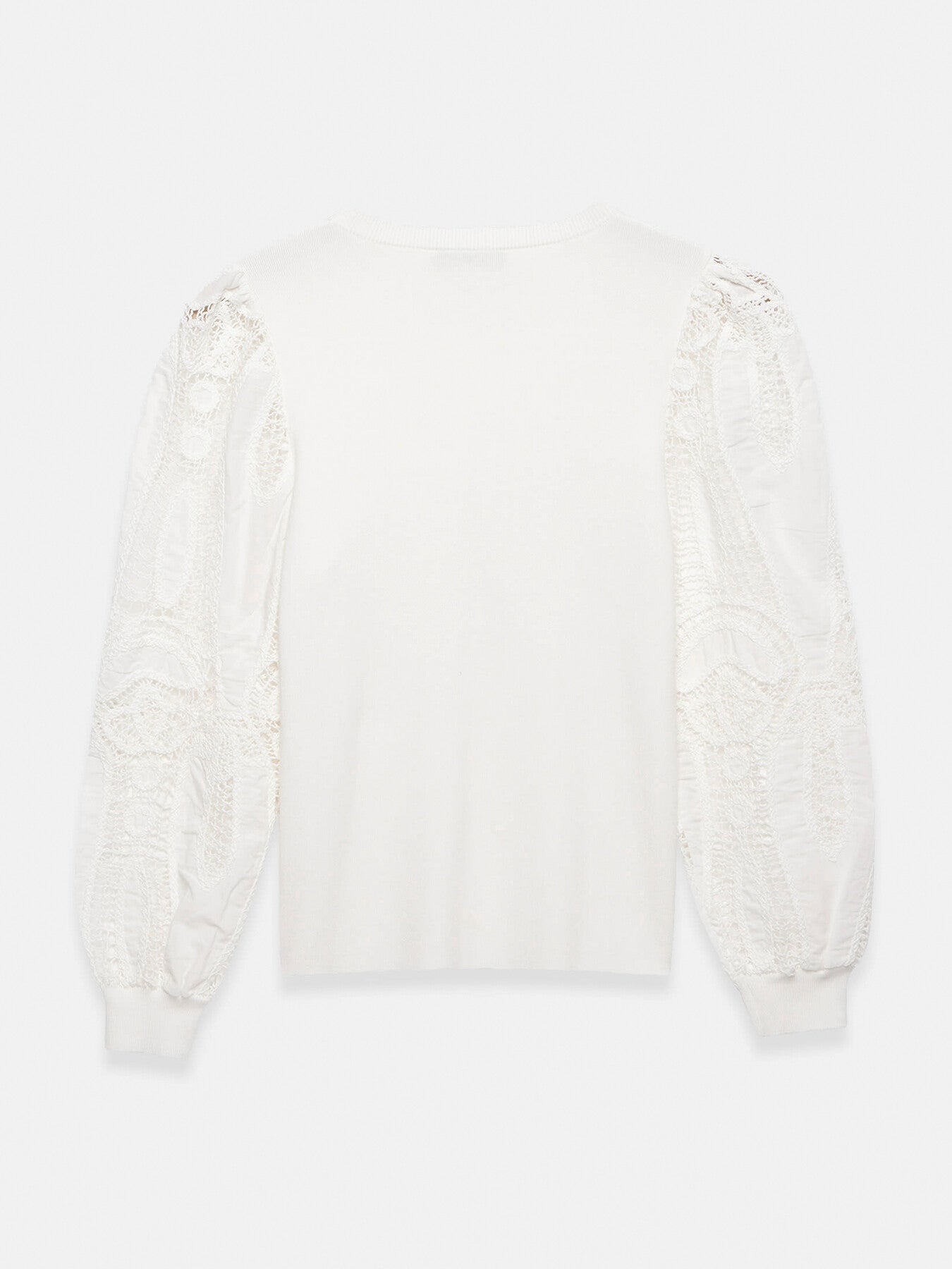 White Cotton Blend Lace Sleeve Jumper