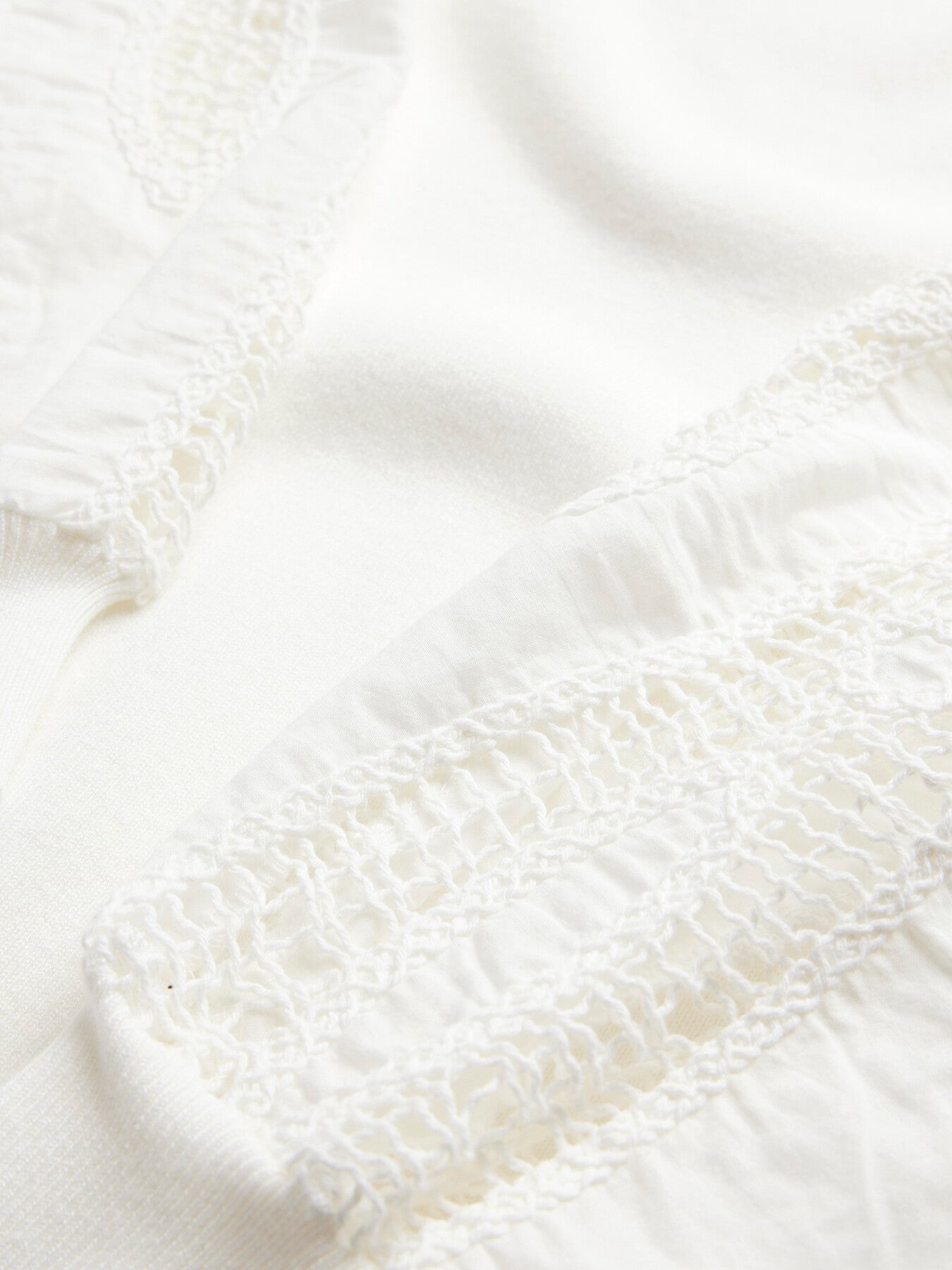 White Cotton Blend Lace Sleeve Jumper