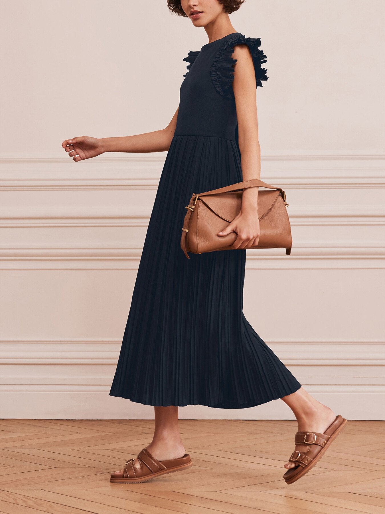 Jersey Crinkle Midi Dress