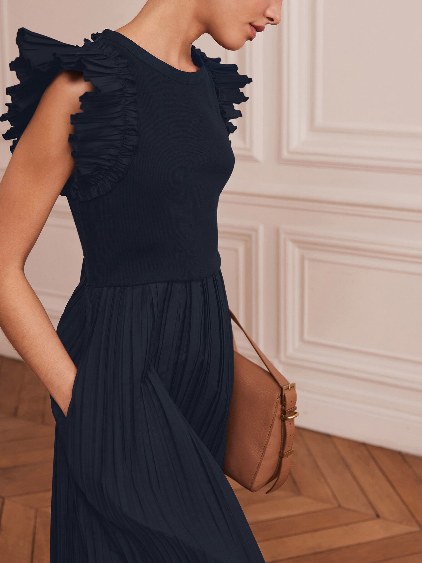 Jersey Crinkle Midi Dress