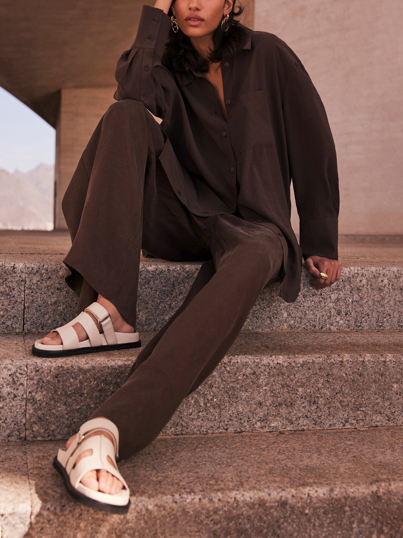 Brown Oversized Pocket Shirt