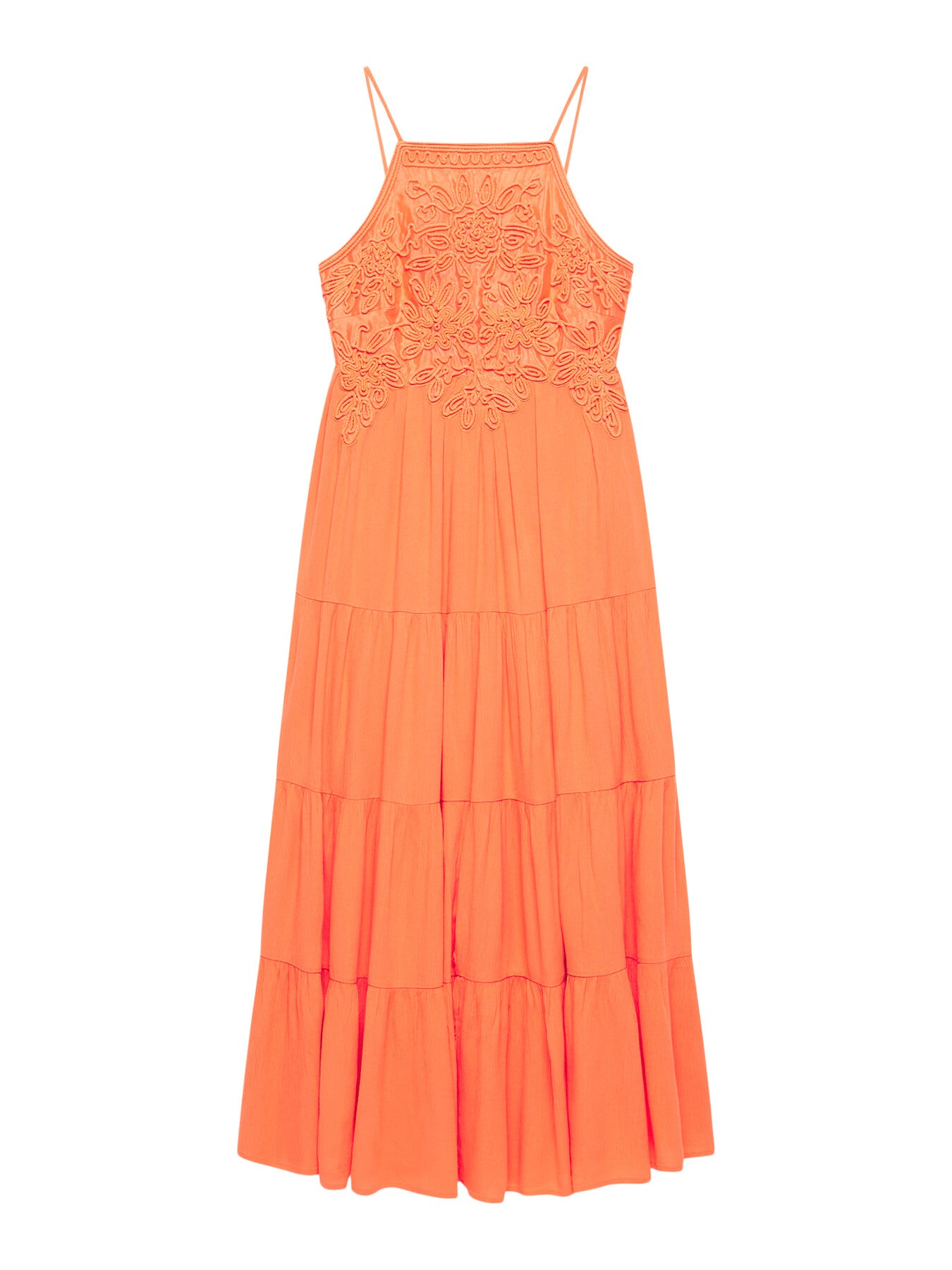 Embroidered Halter Maxi Dress