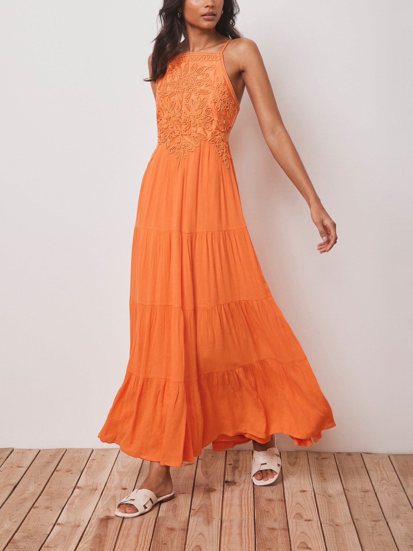 Embroidered Halter Maxi Dress