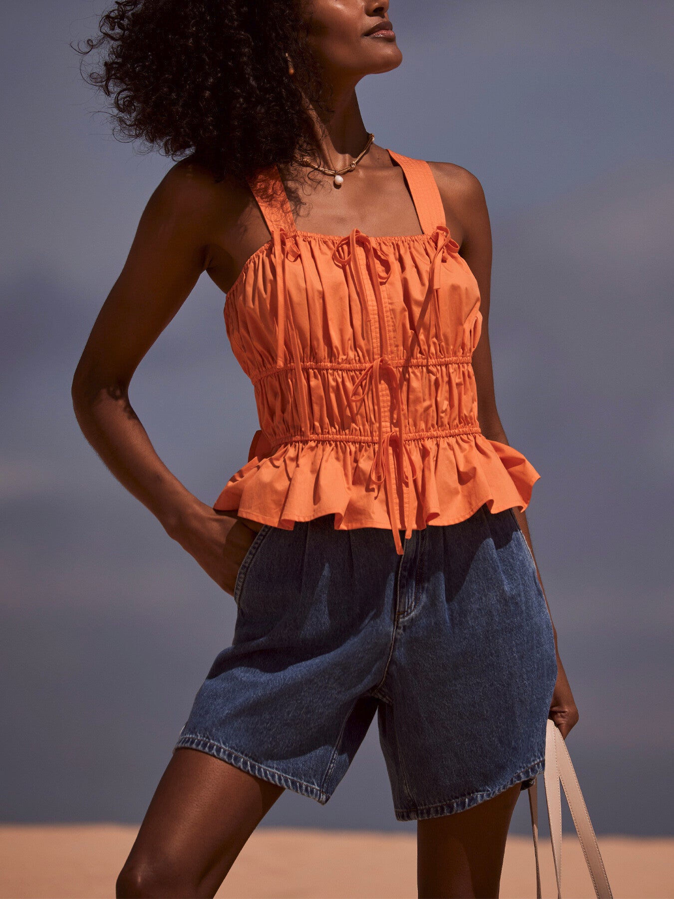 Cotton Ruched Cami Top