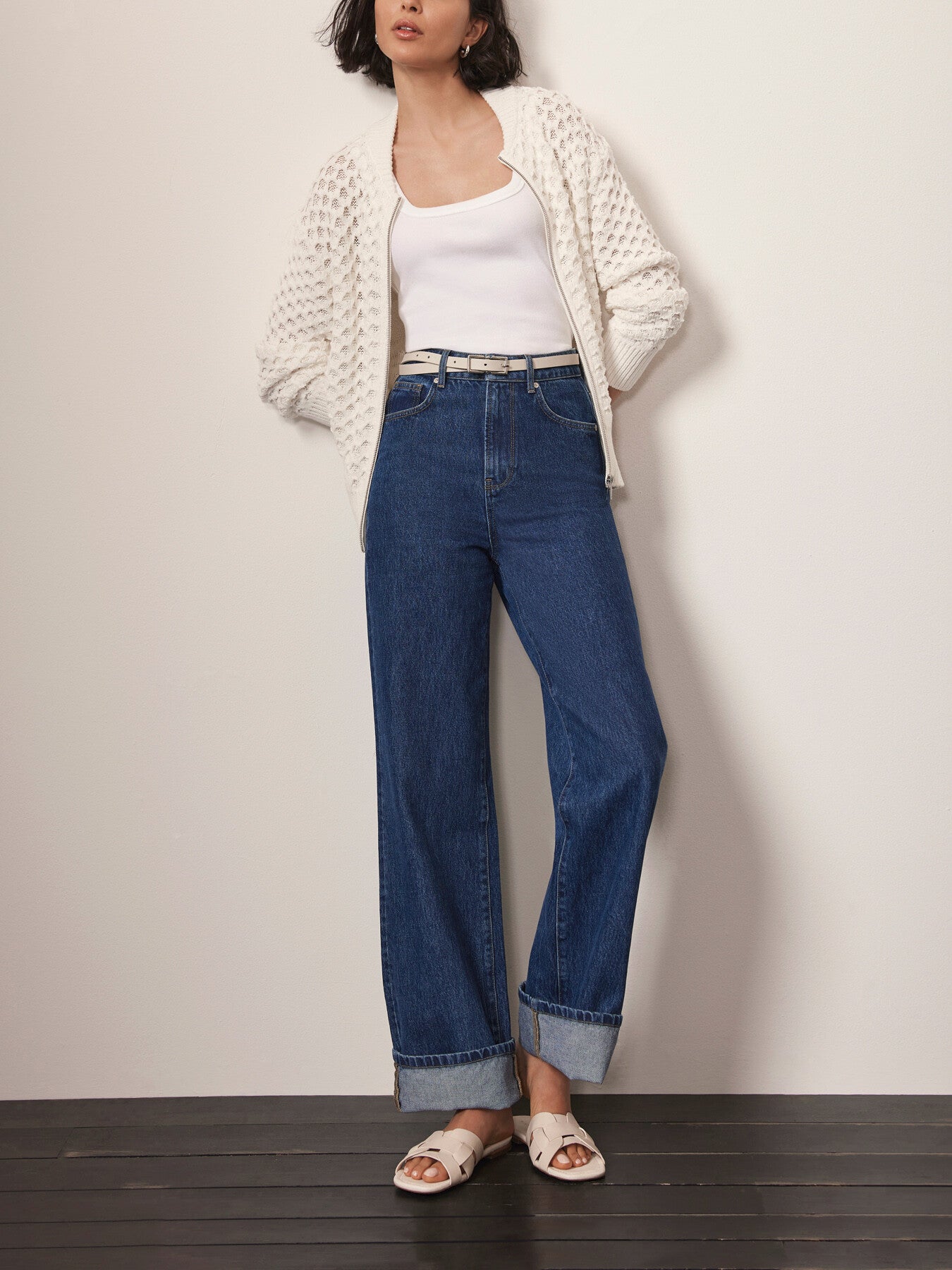 Cream Cotton Bomber Jacket