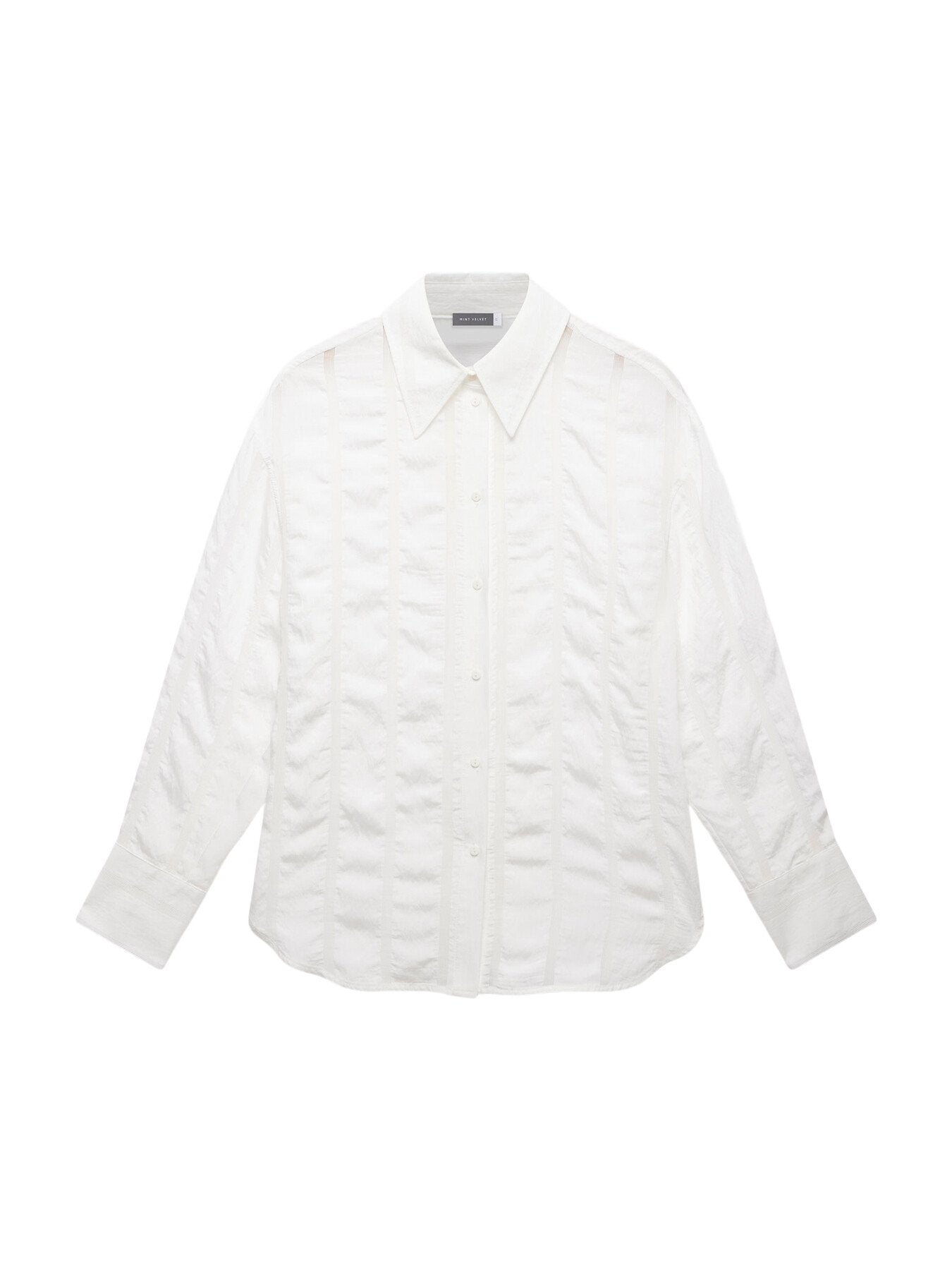 White Textured Oversized Shirt