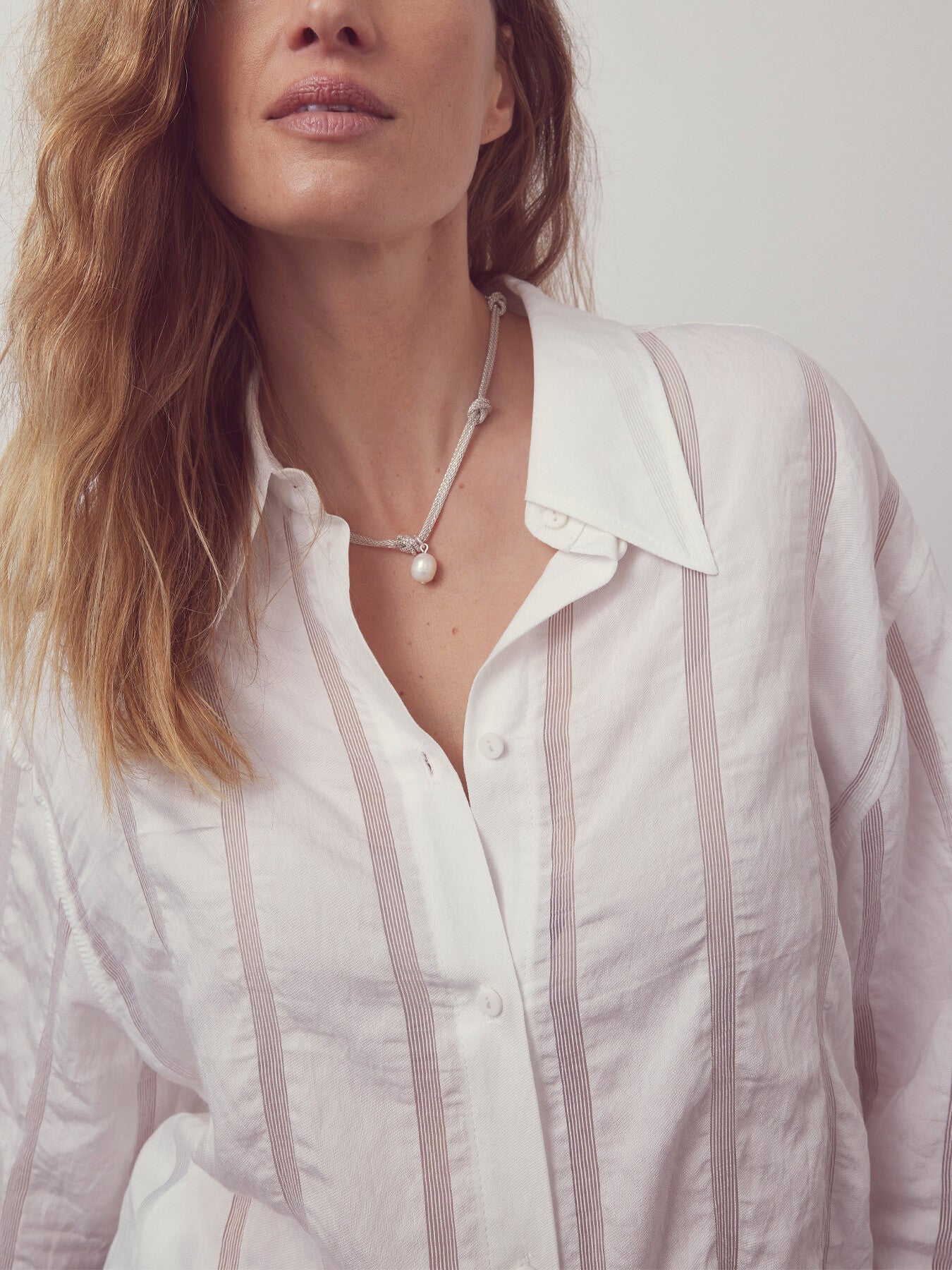 White Textured Oversized Shirt