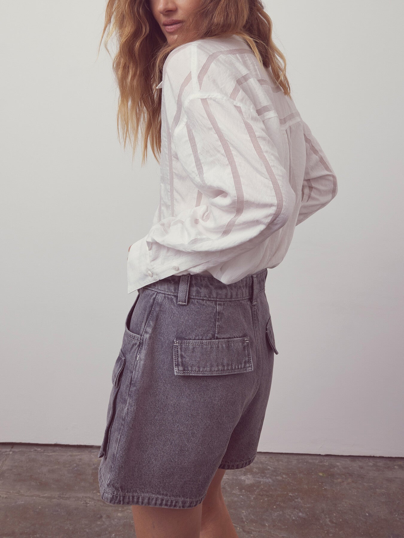 White Textured Oversized Shirt