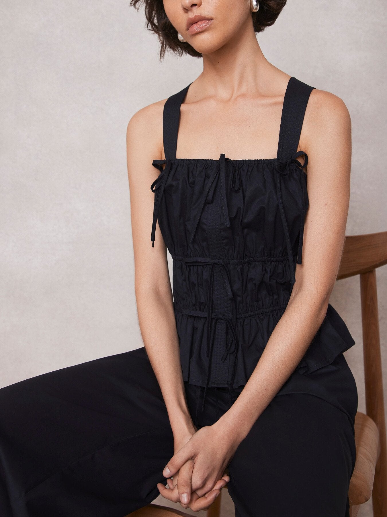 Cotton Ruched Cami Top