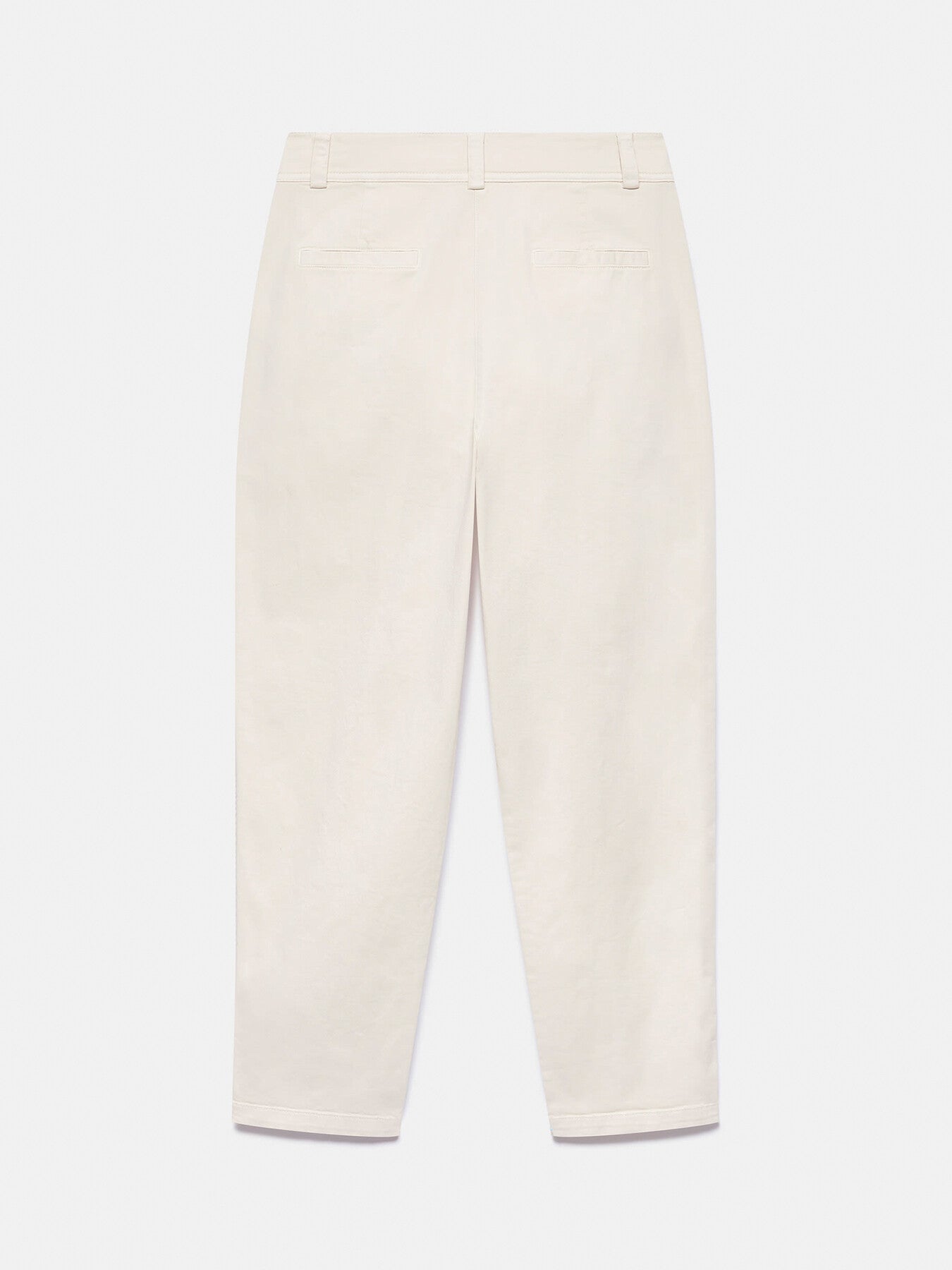 Beige Cotton Blend Tapered Chinos