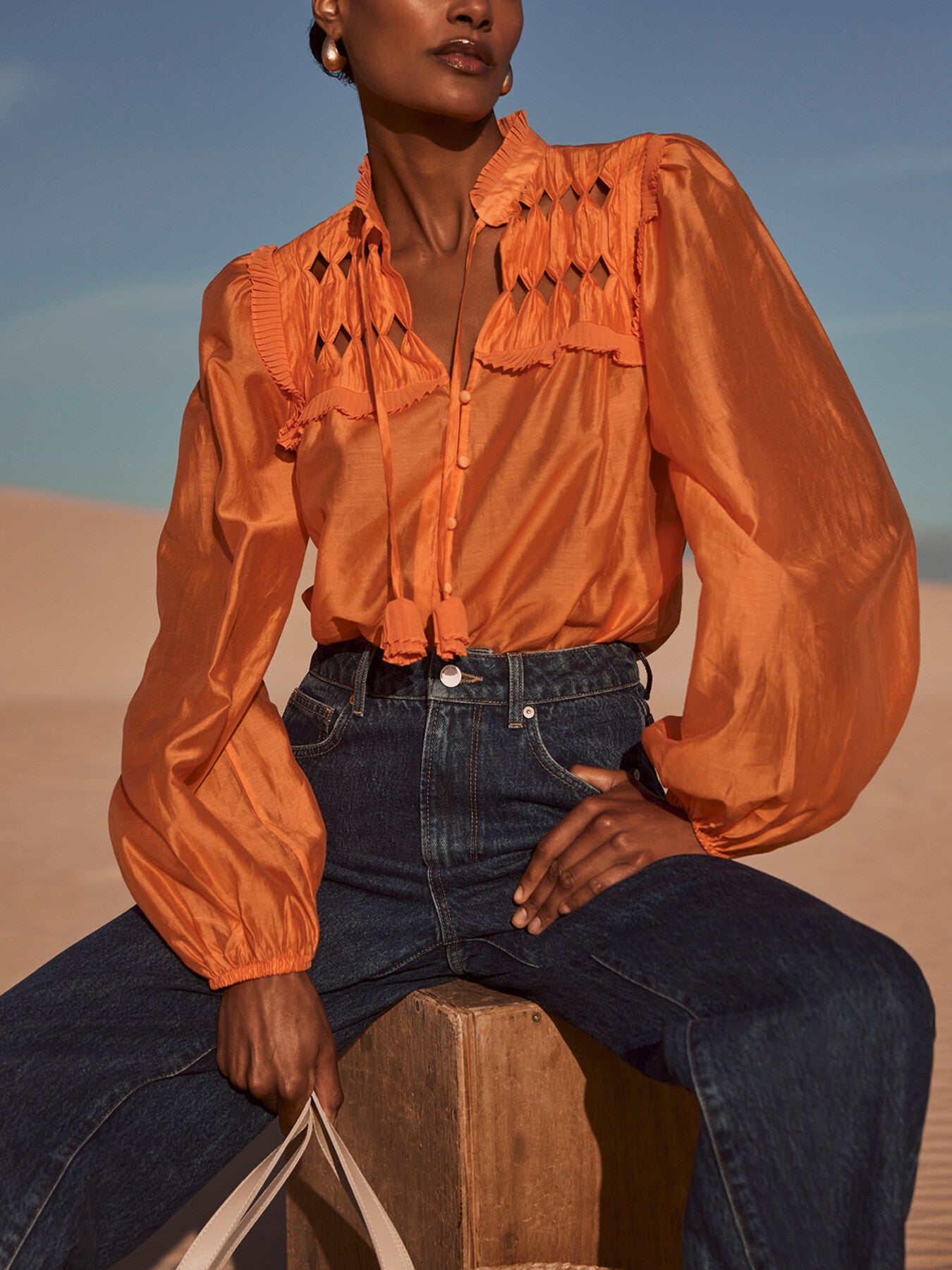 Textured Tie Blouse