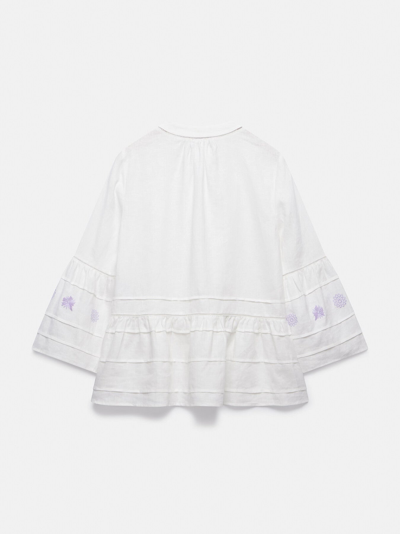 White Embroidered Linen Blouse
