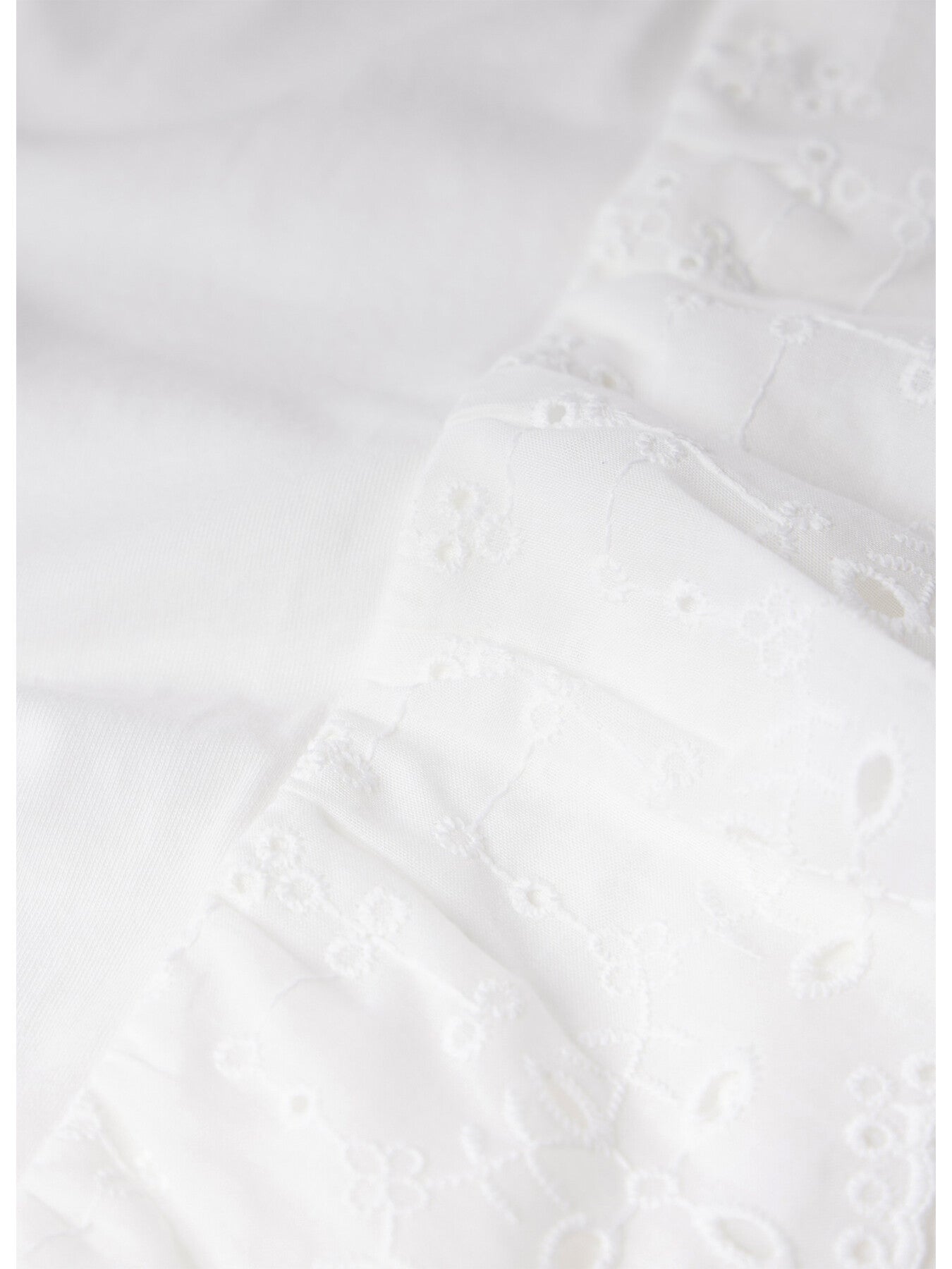 White Cotton Broderie Ruffle Top