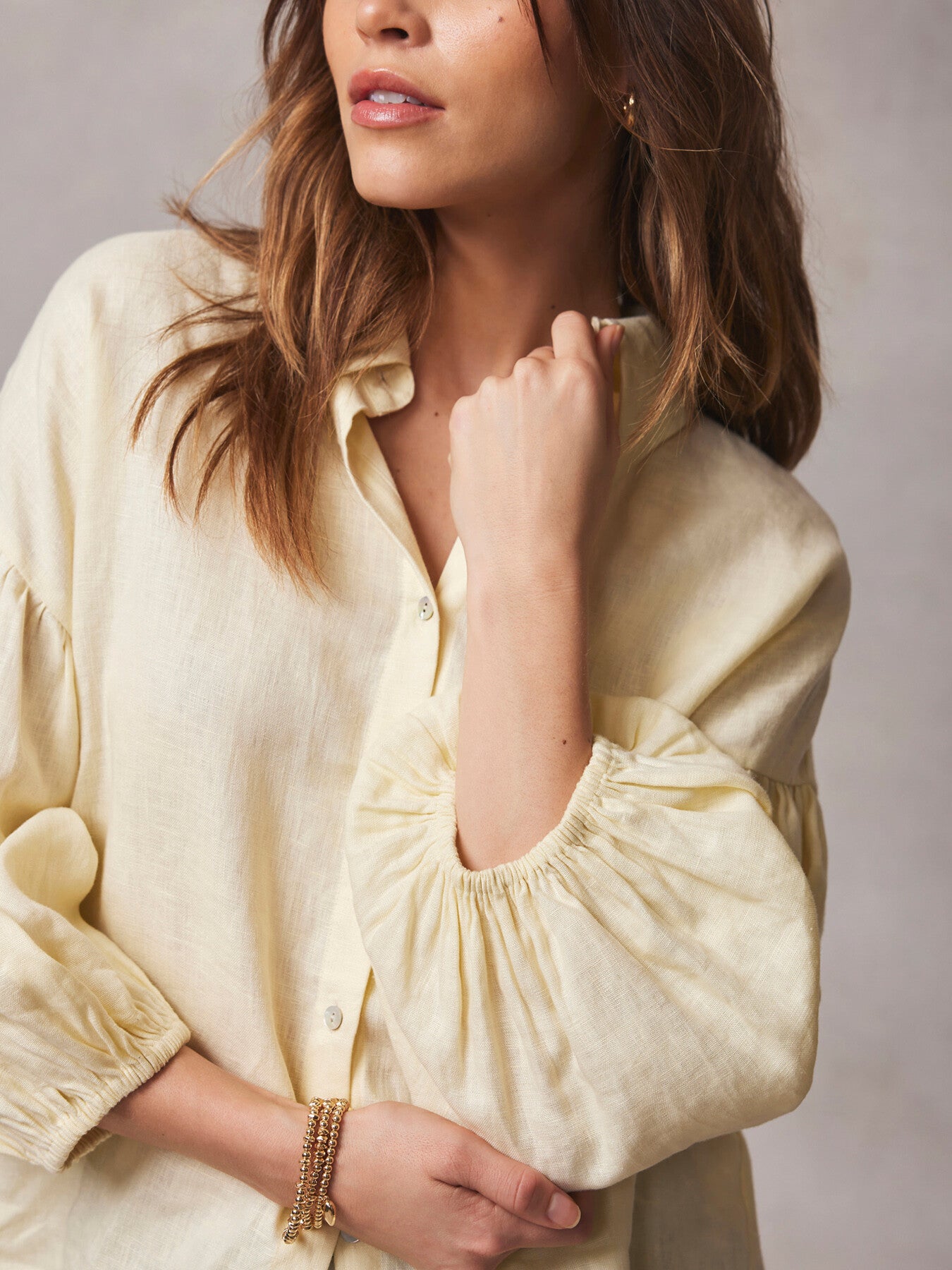 Linen Puff Sleeve Shirt