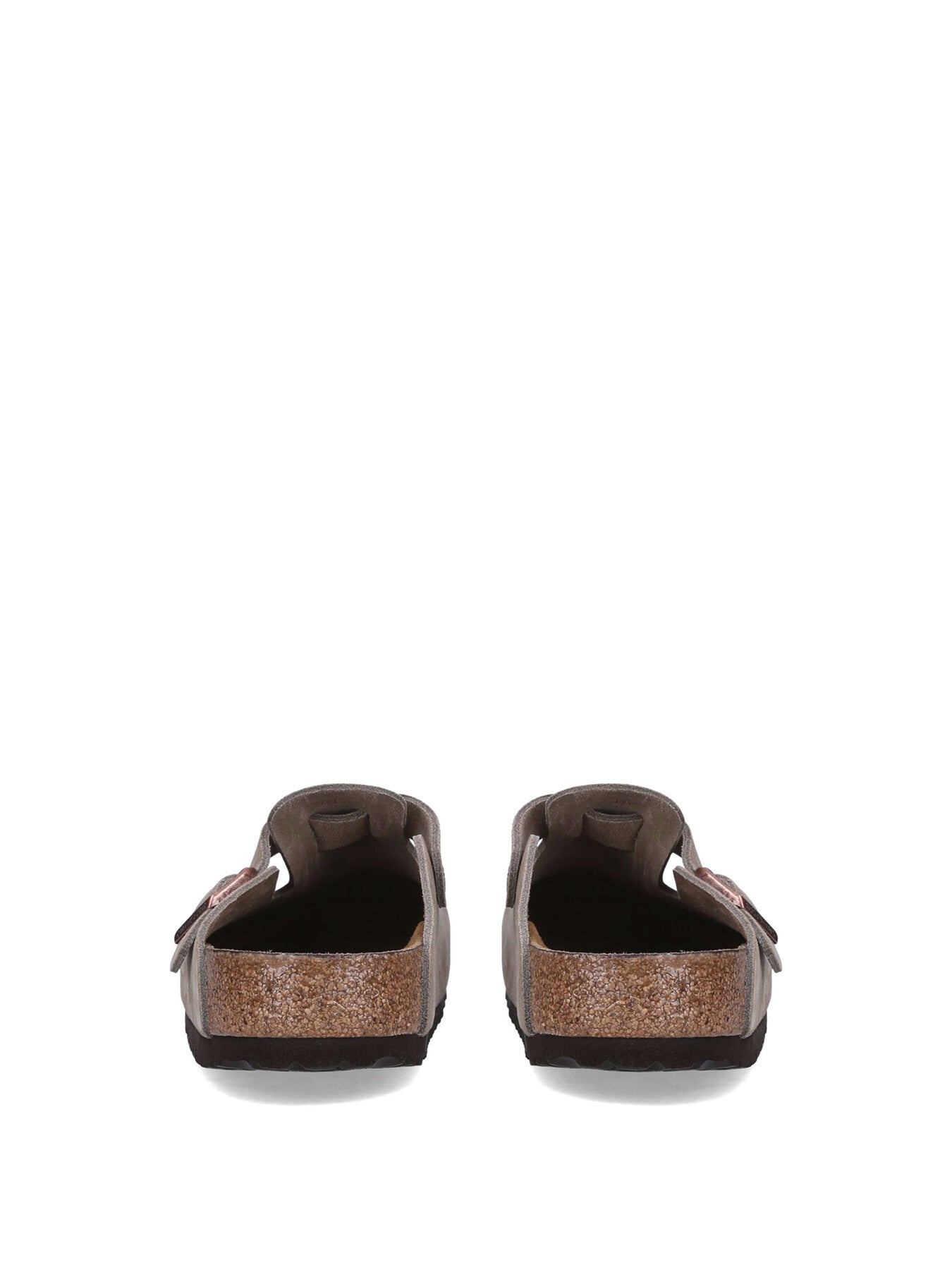 Boston Buckle Suede Clogs Taupe