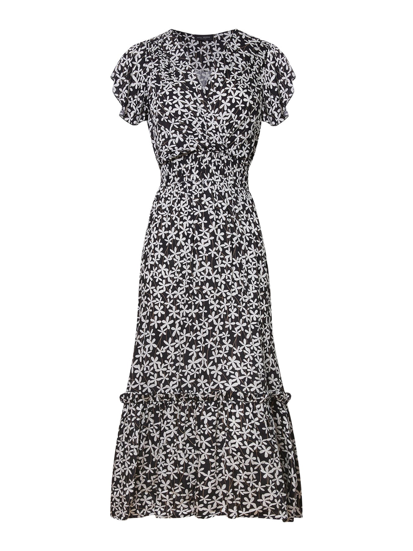 V-neck Ruffle Sleeve Midi Dress