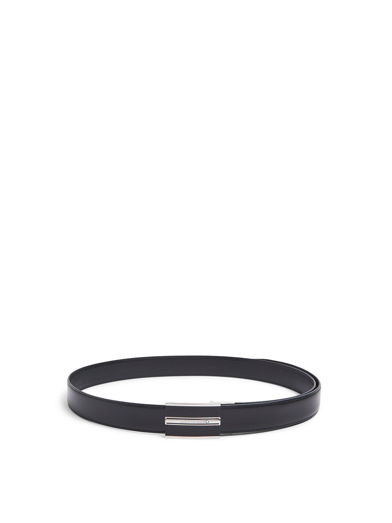 Rectangular Leather Shiny Stainless Steel Finish Buckle Belt