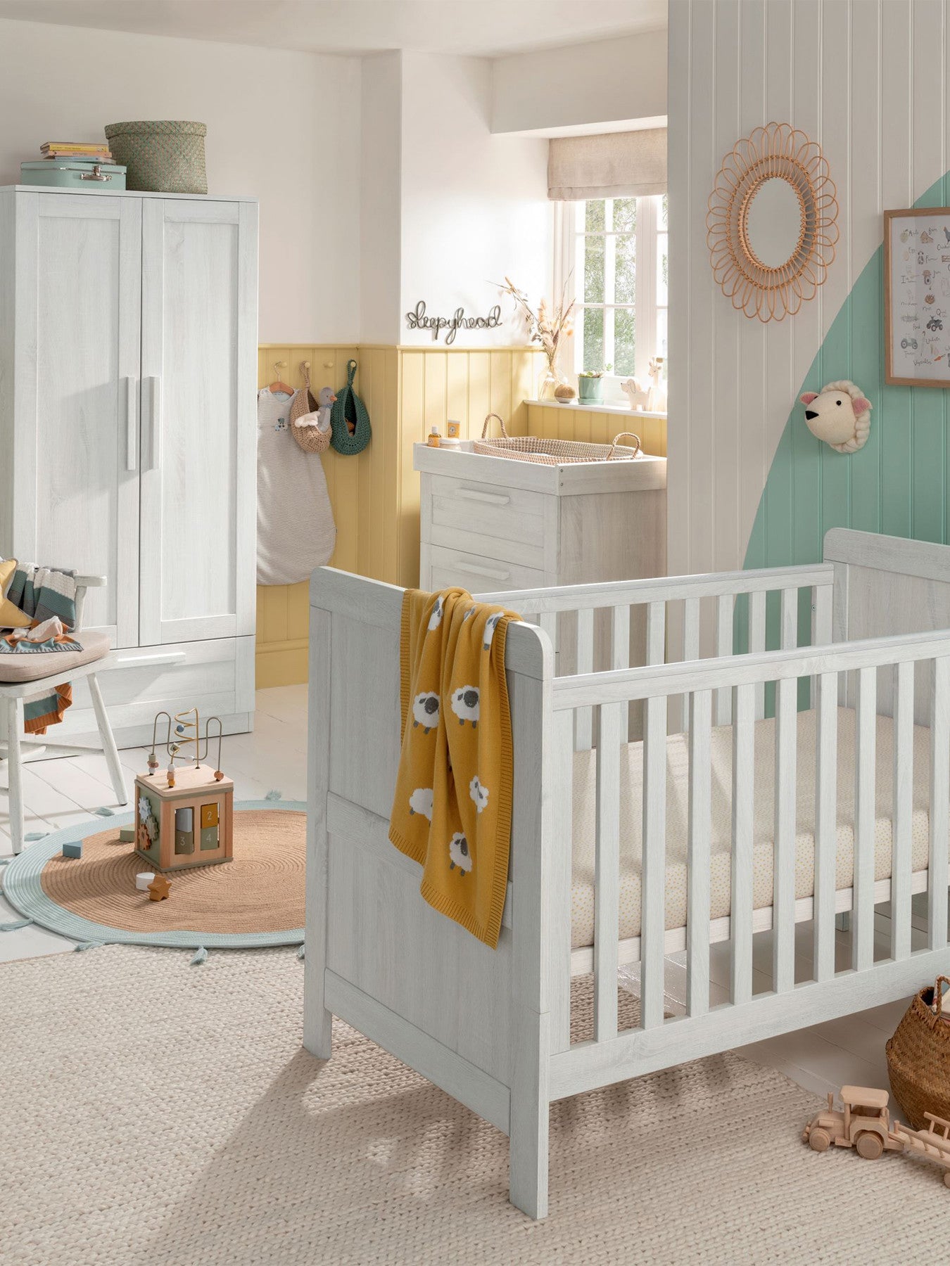 Atlas Cot Bed, Dresser & Wardrobe