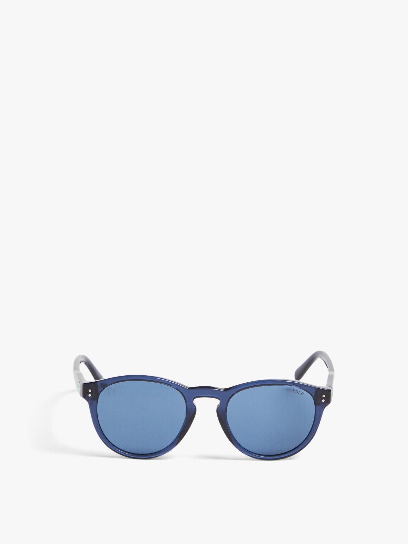 Round Sunglasses Shiny Transparent BlueDark Blue