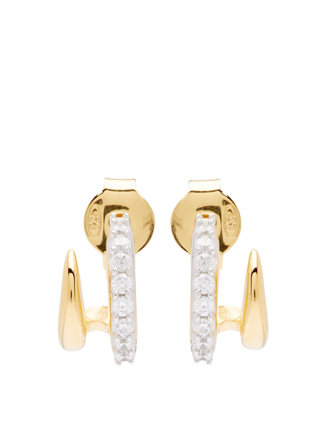 Gold Claw Huggies With Pave Cz And Plain Claw