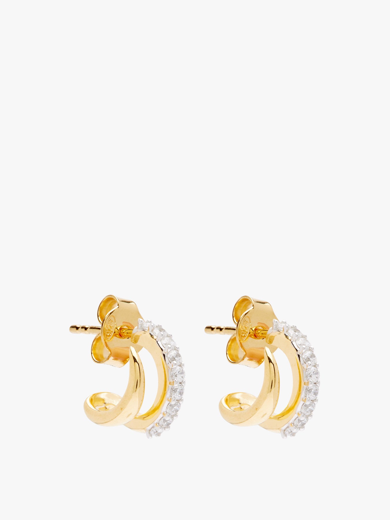 Gold Claw Huggies With Pave Cz And Plain Claw