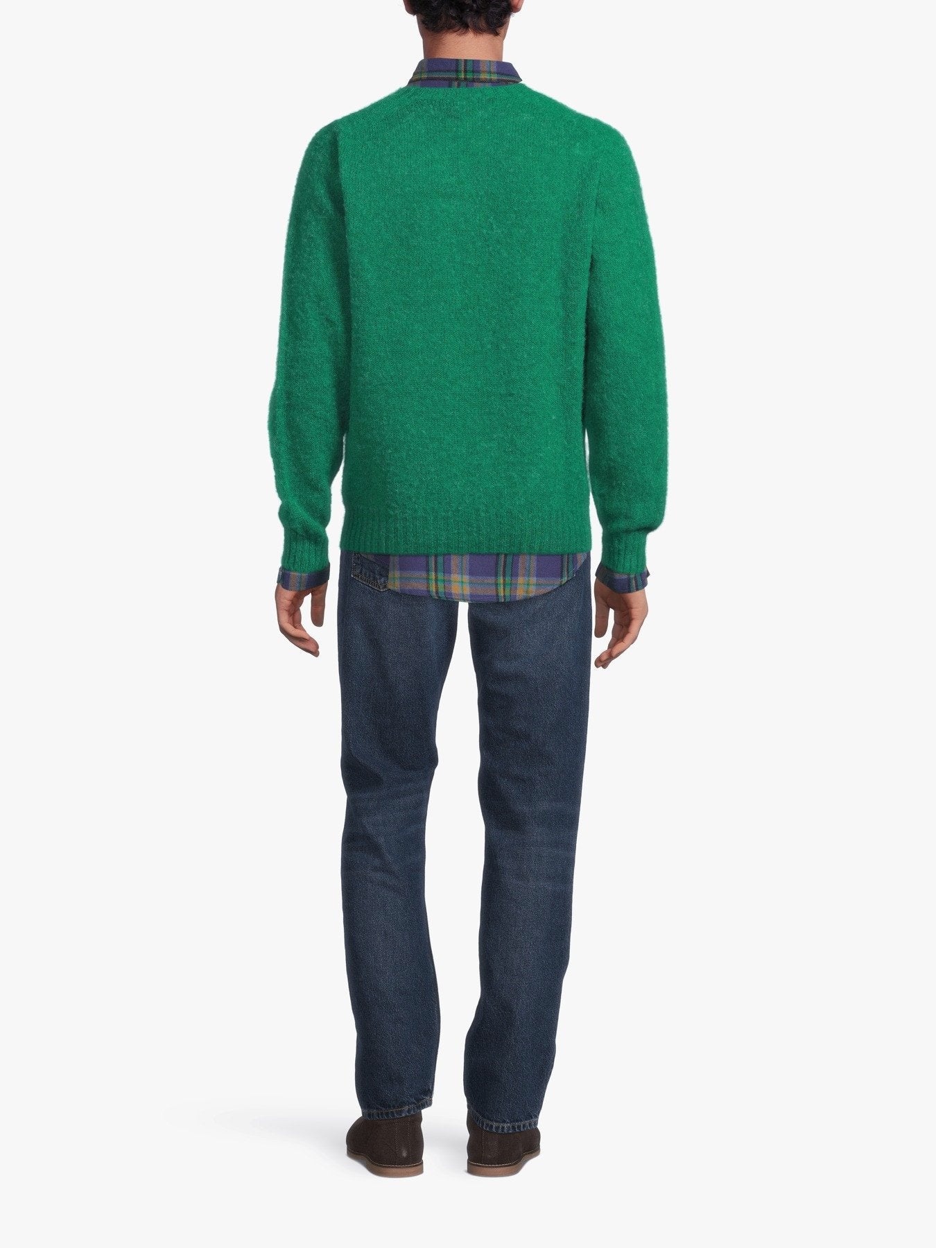 Green Brushed Shetland Crew