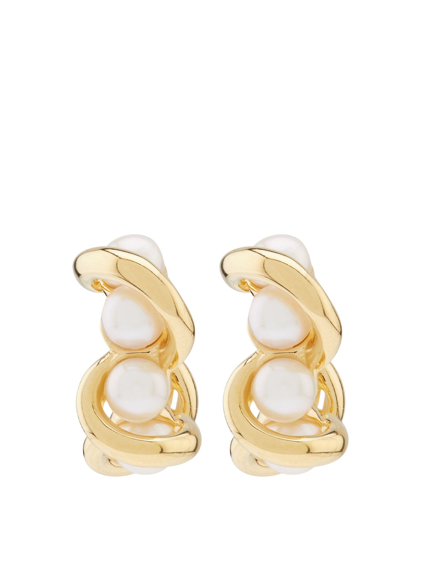 Molten Pearl Twisted Mini Double Hoop Earrings