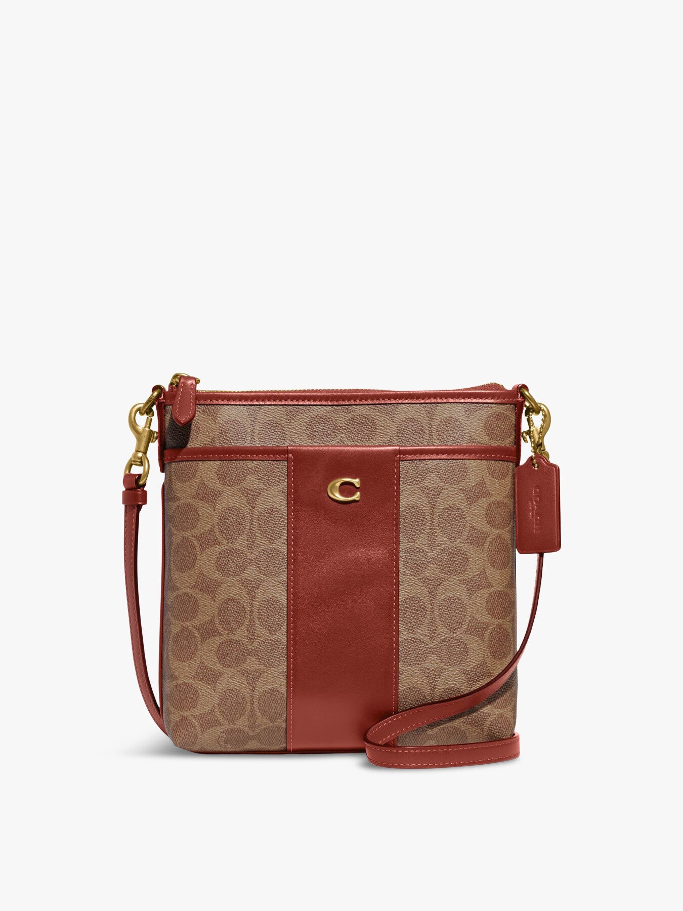 Kitt Messenger Crossbody In Colorblock Signature Canvas Tan Rust