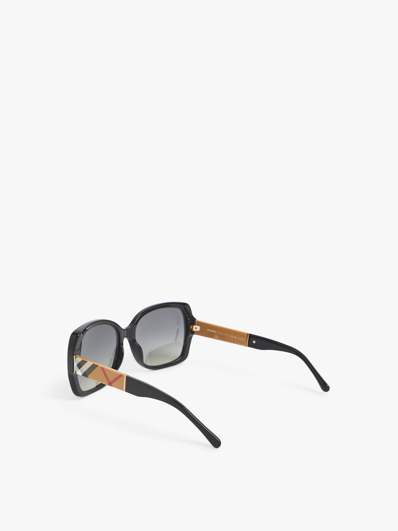 Oval Check Arm Acetate Sunglasses