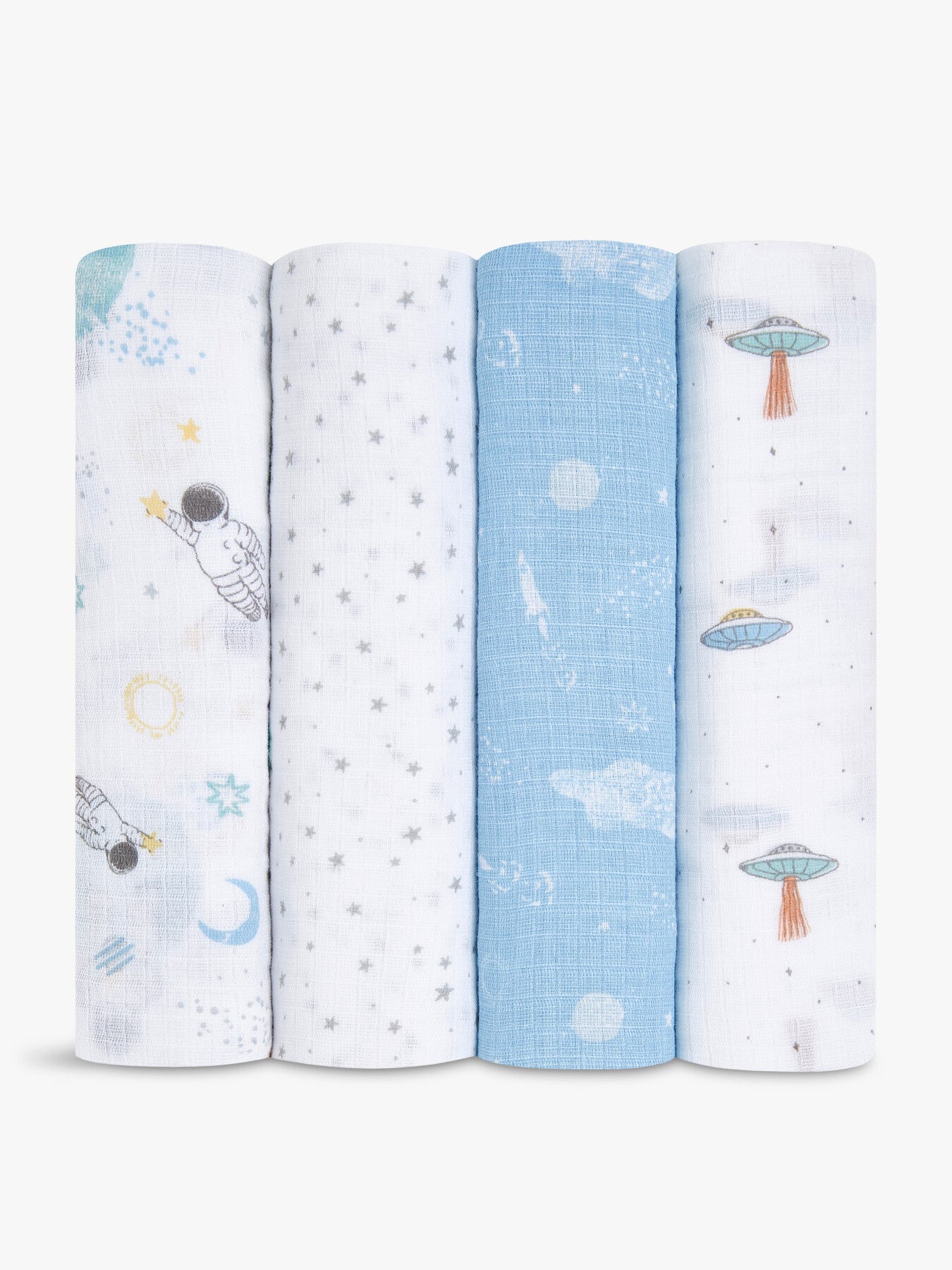 Muslin Swadle Blanket 4-Pack Space Explorers