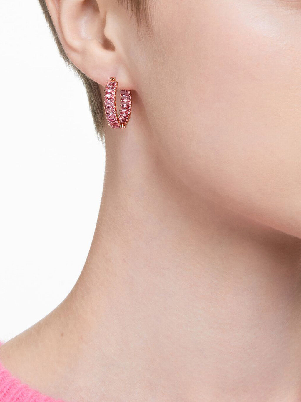 Matrix Hoop Earrings Baguette Cut