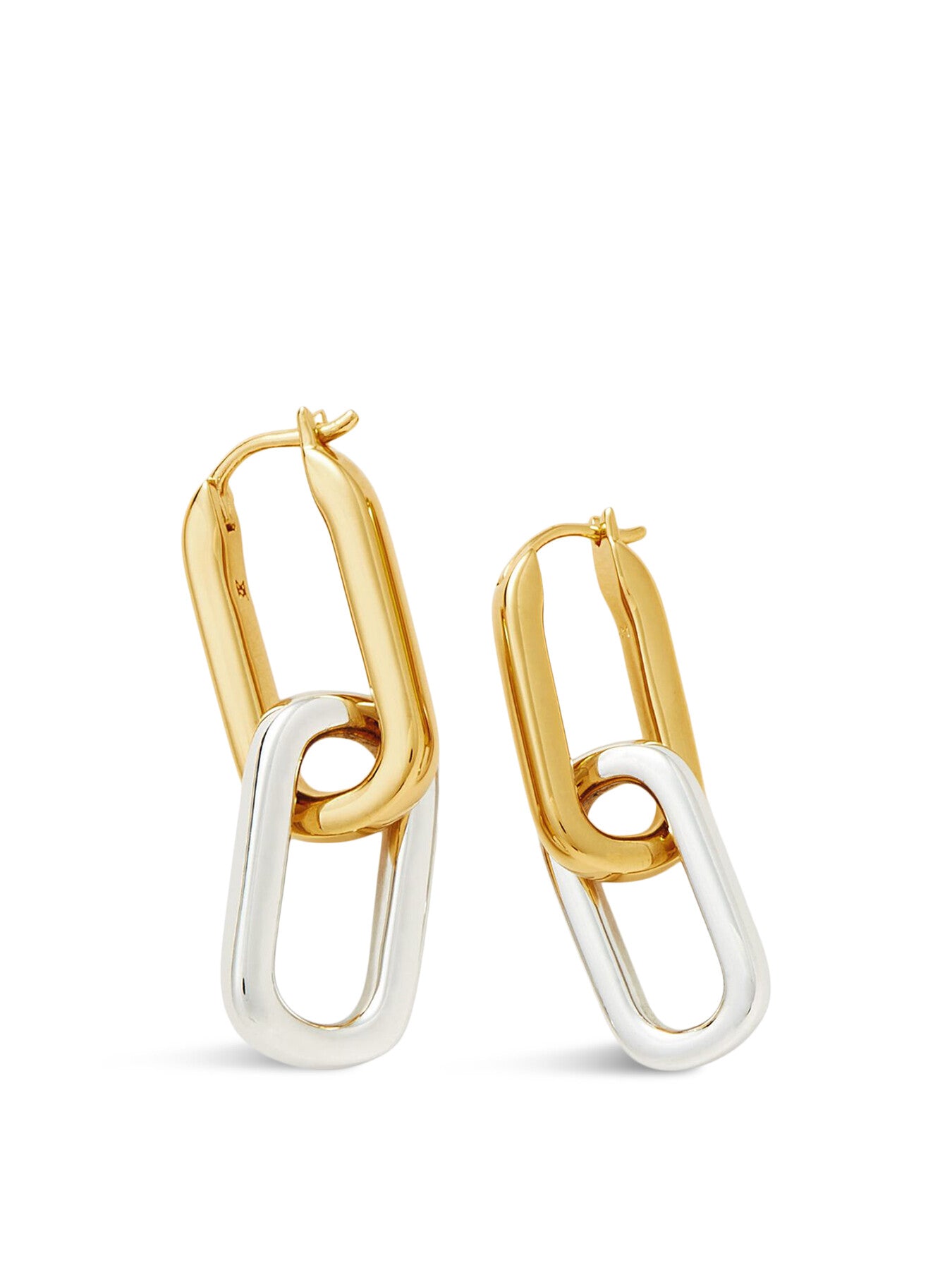 Silver and Gold Mix Link Earrings